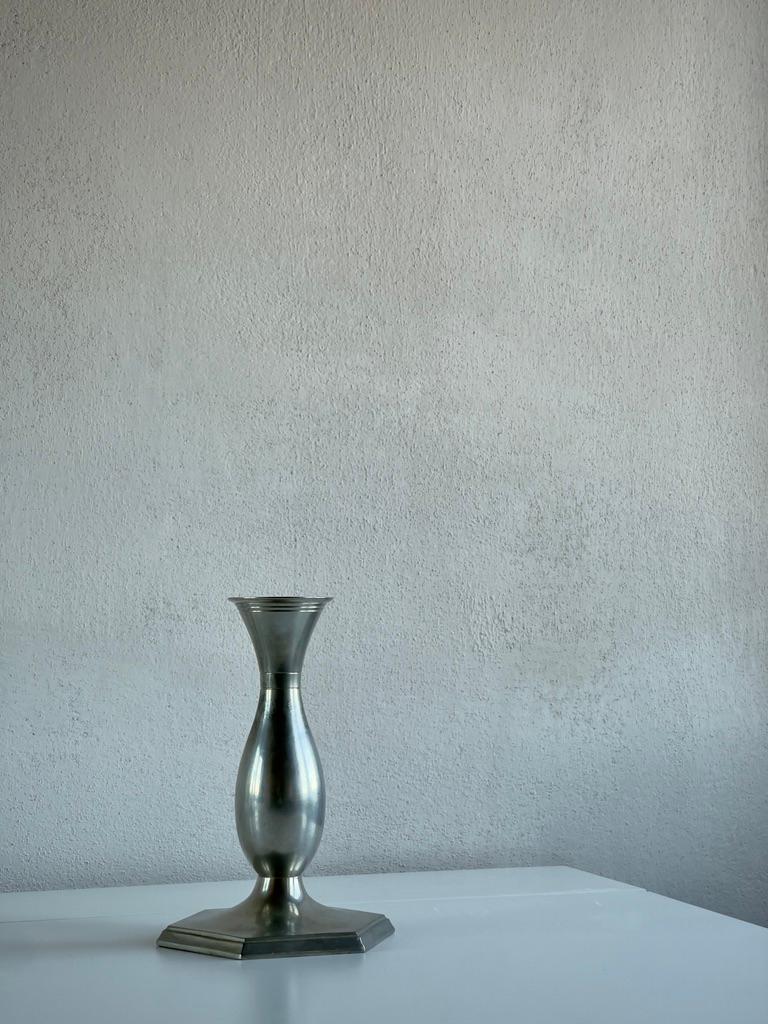 Pair of danish art deco metal candlesticks by sculptor Just Andersen. 1920s For Sale 1