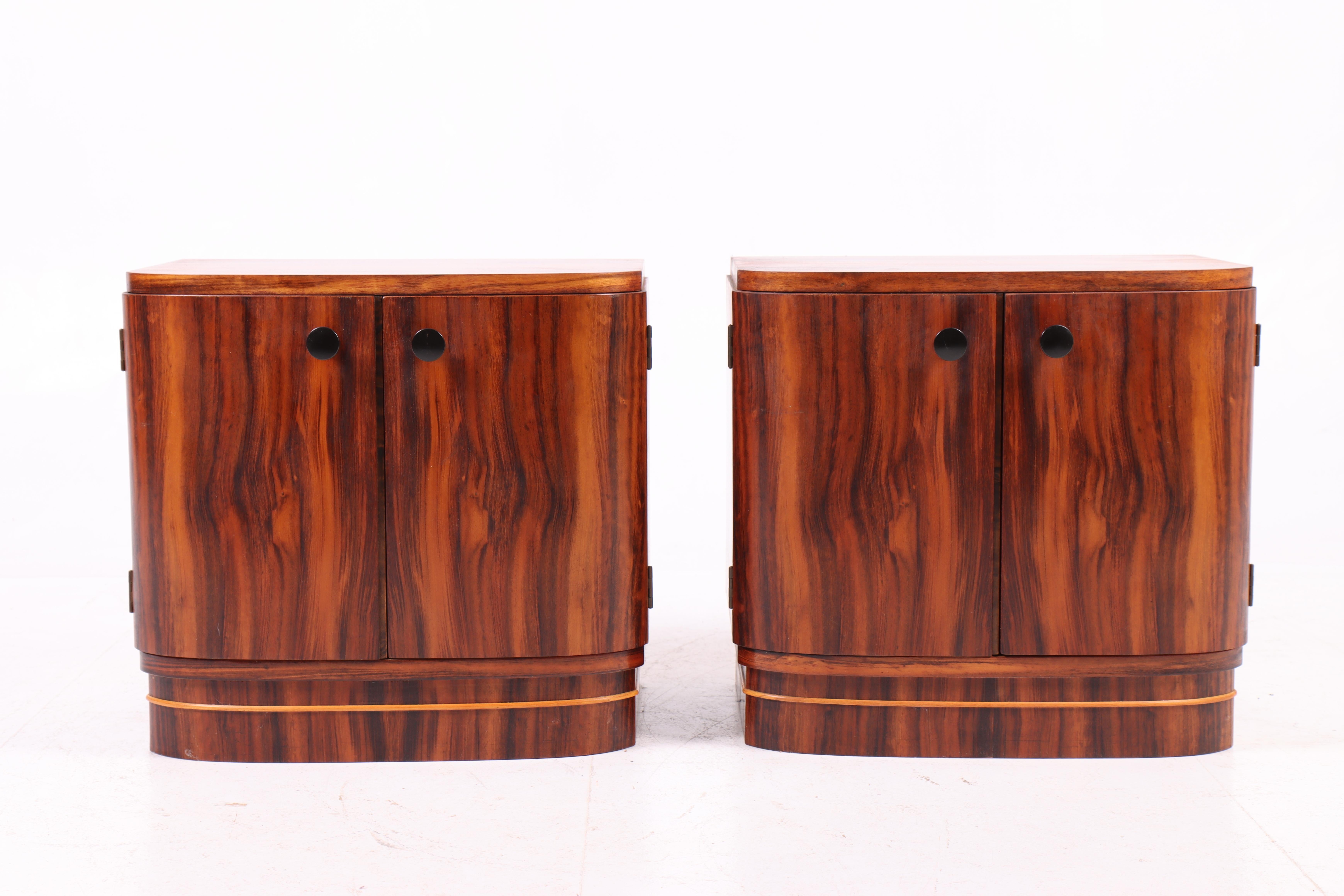 Mid-20th Century Pair of Danish Art Deco Nightstands in Walnut, 1950s For Sale