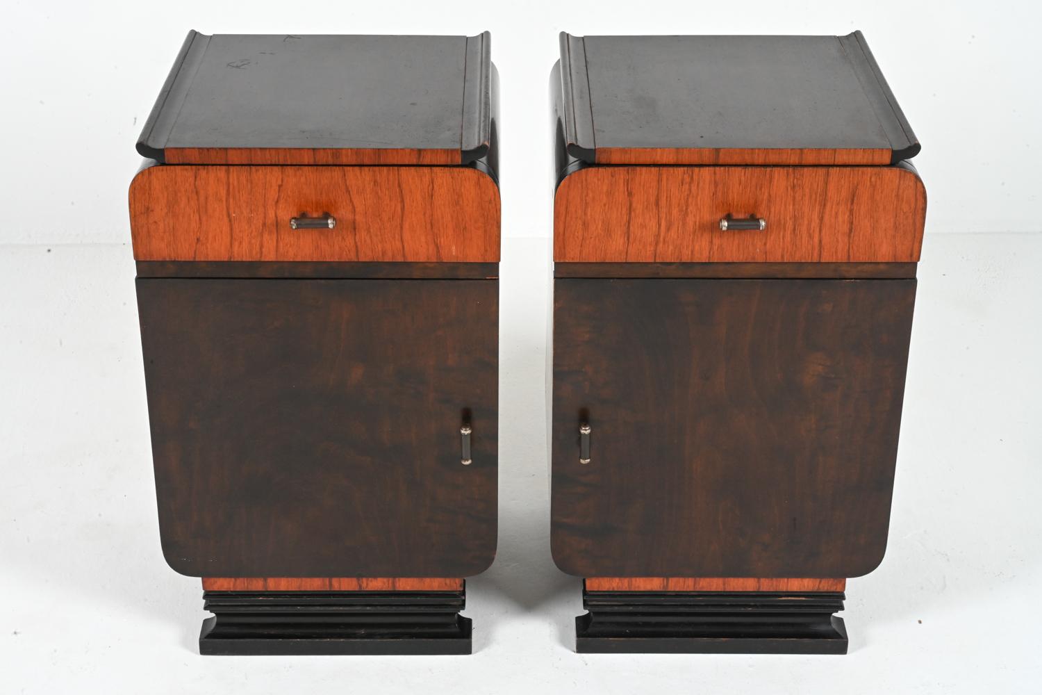 Pair of Danish Art Deco Rosewood & Birch Bedside Cabinets by Georg Kofoed In Good Condition For Sale In Norwalk, CT
