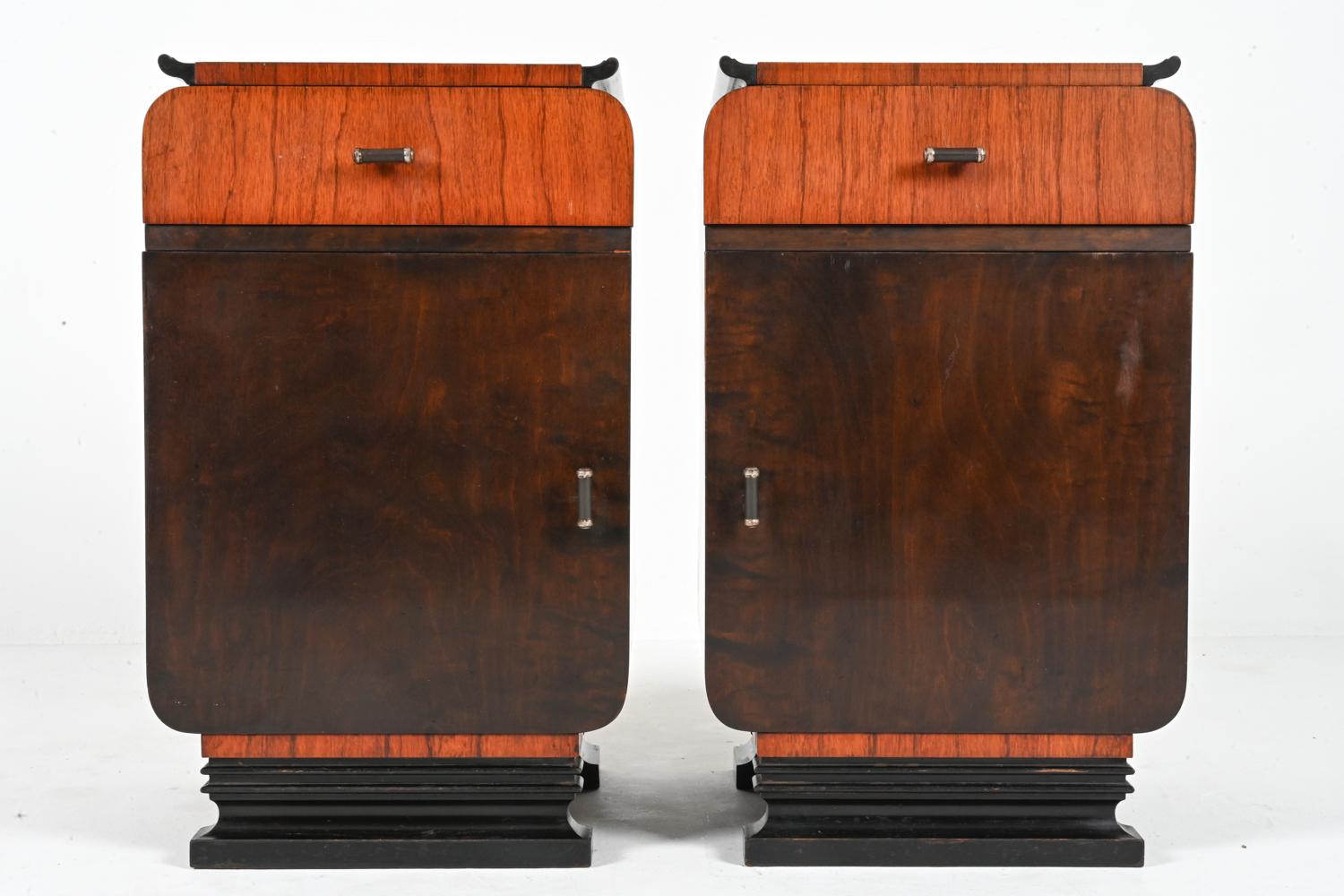 20th Century Pair of Danish Art Deco Rosewood & Birch Bedside Cabinets by Georg Kofoed For Sale
