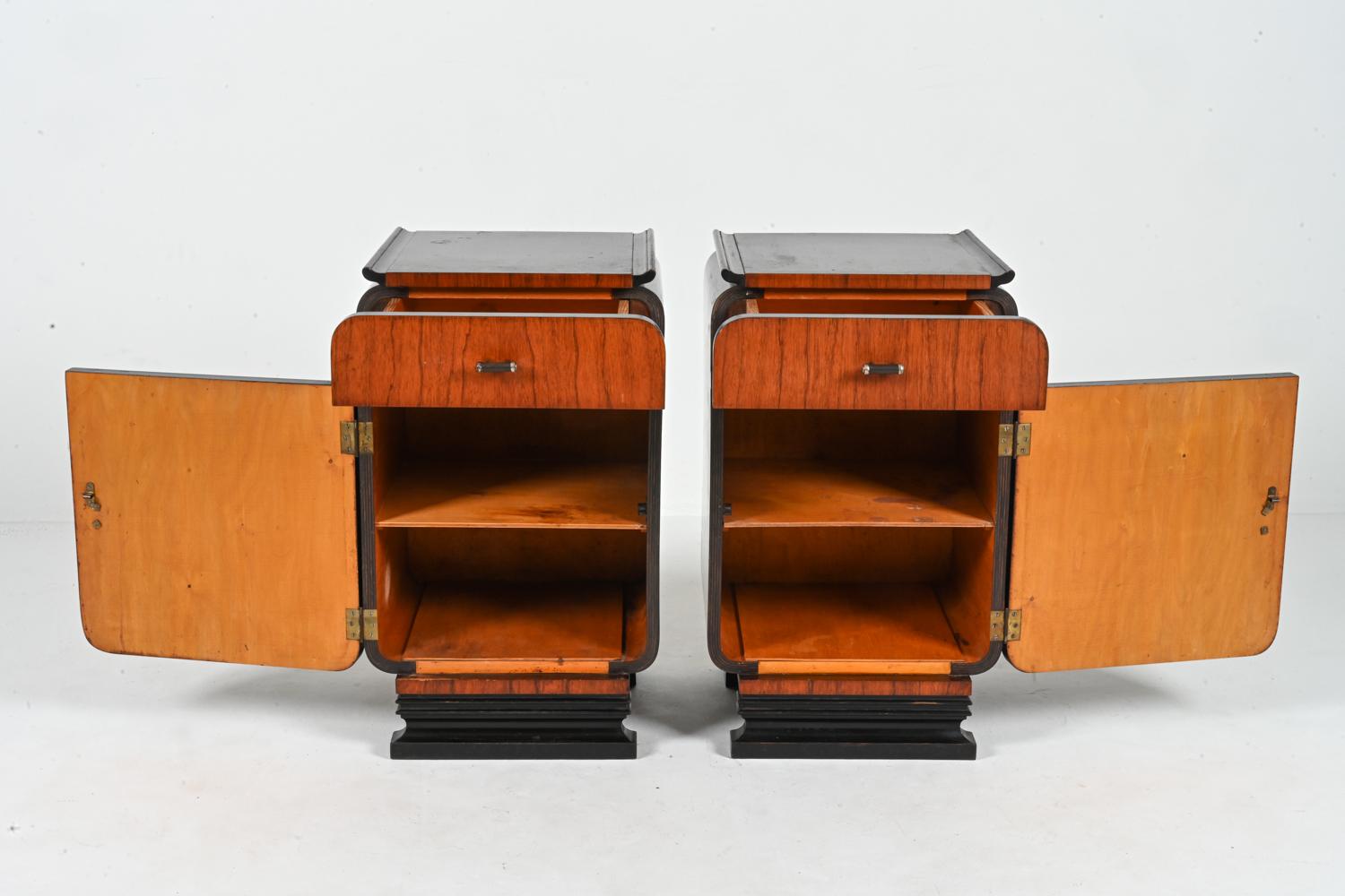 Pair of Danish Art Deco Rosewood & Birch Bedside Cabinets by Georg Kofoed For Sale 1