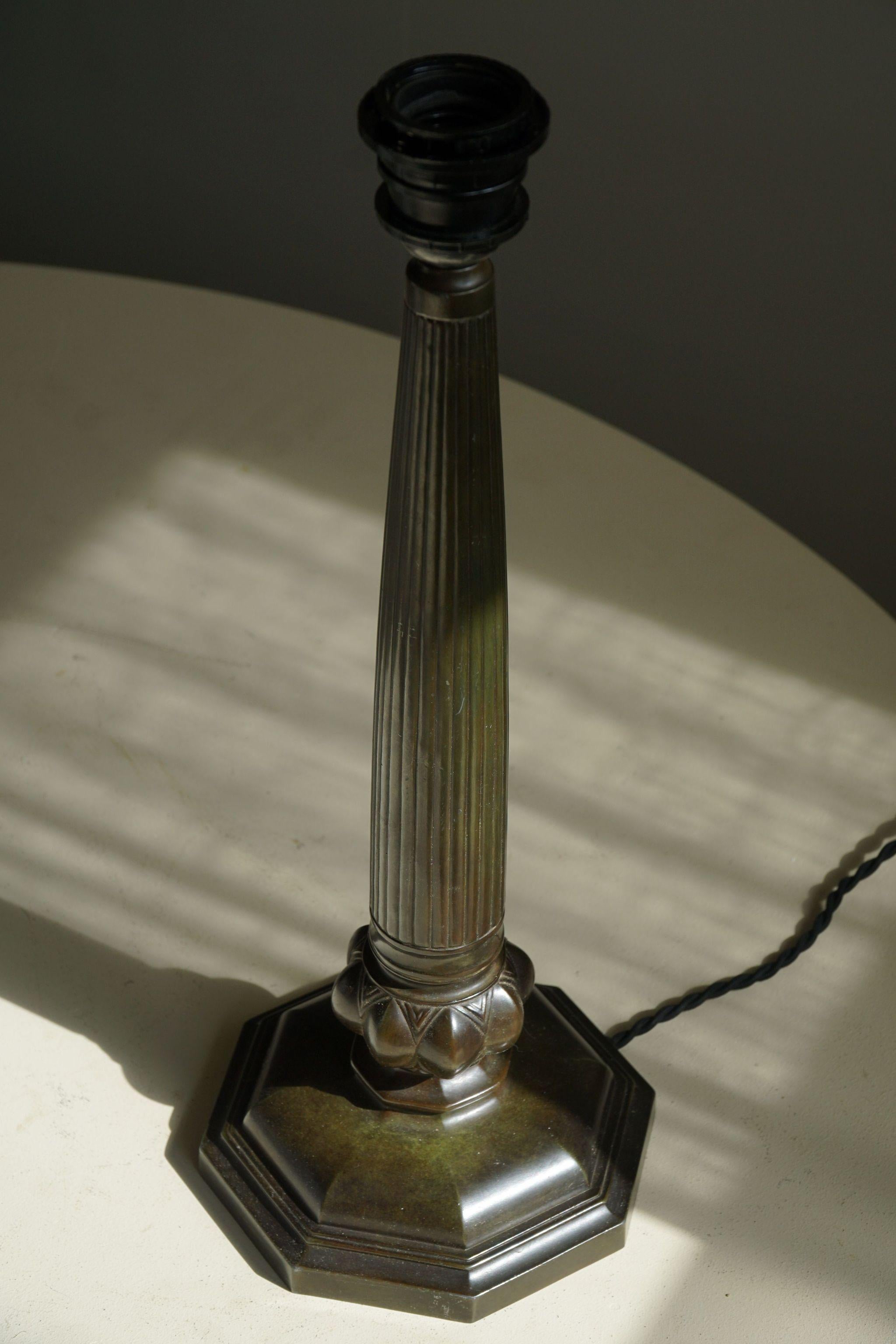 20th Century Pair of Danish Art Deco Table Lamps by Just Andersen in Diskometal 