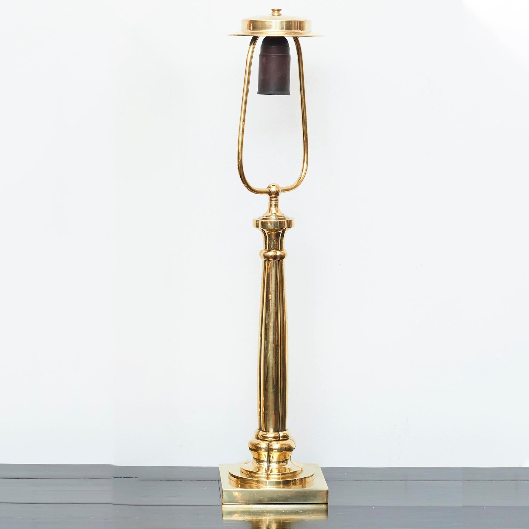 Pair of Danish Art Nouveau Brass Table Lamps 2