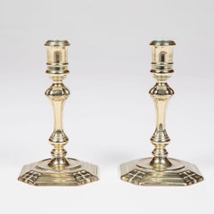 Pair of Danish Baroque Brass Candlesticks from Næstved, circa 1750