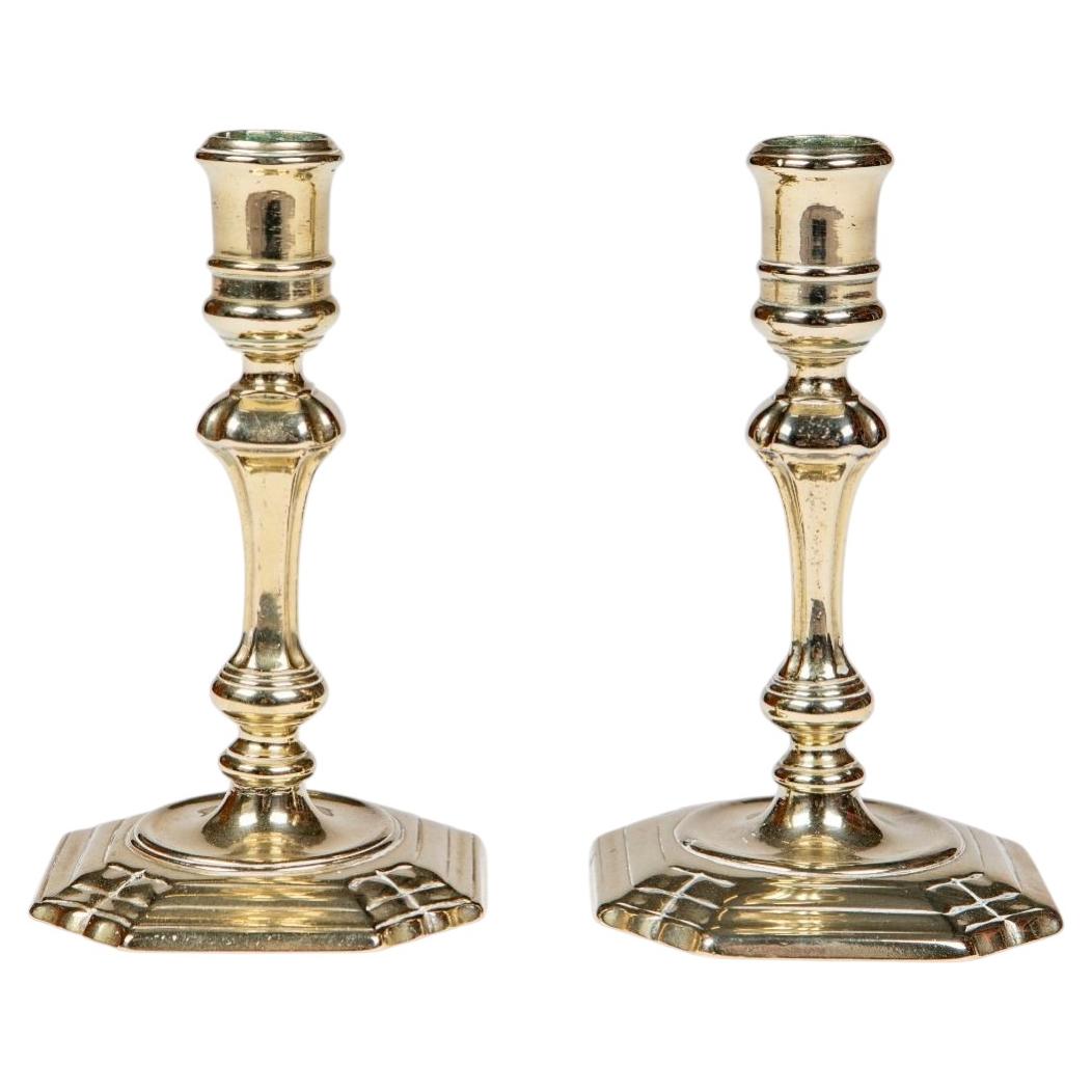 Pair of Danish Baroque Brass Candlesticks from Næstved, circa 1750