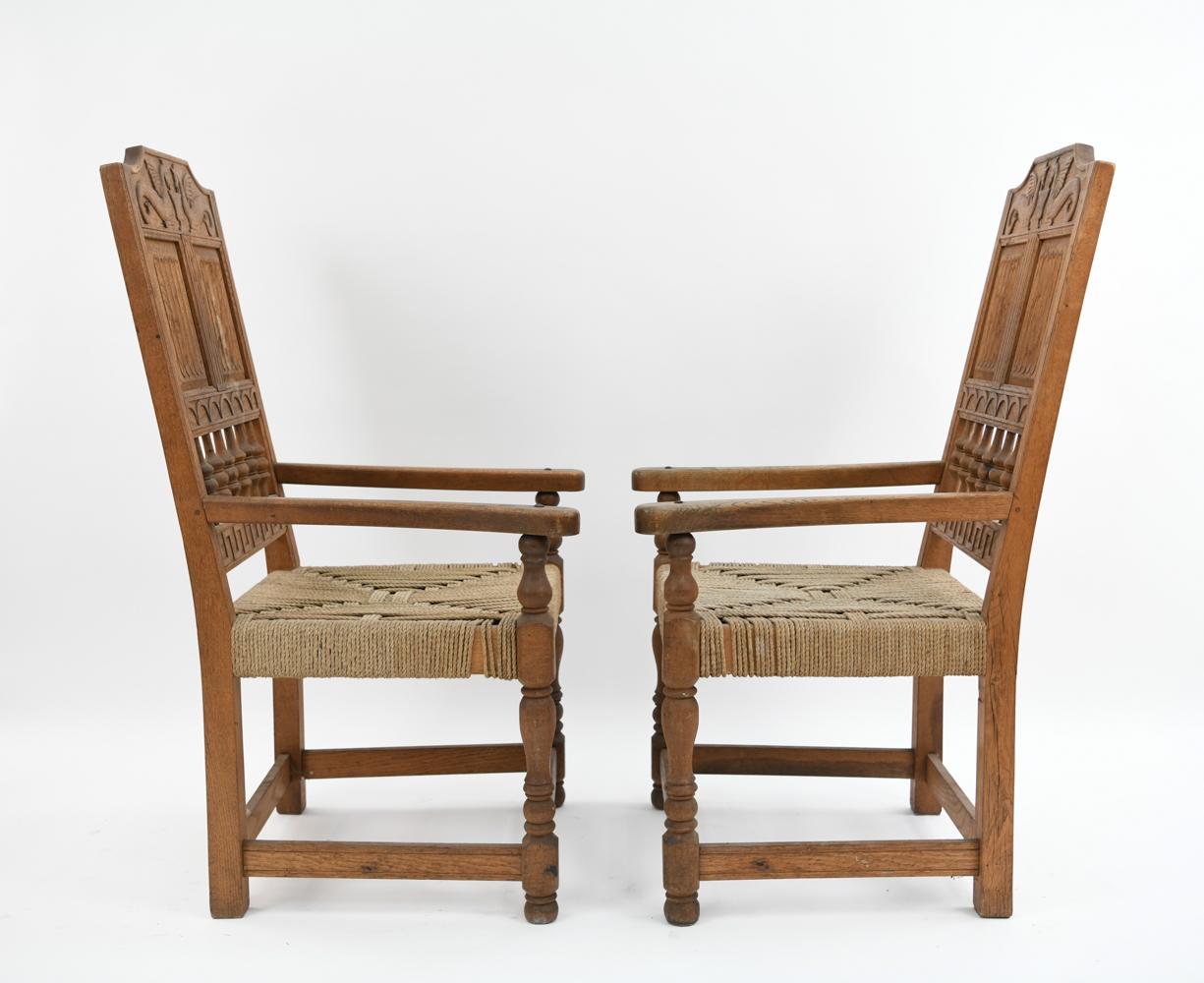 Pair of Danish Baroque Carved Oak Armchairs 13