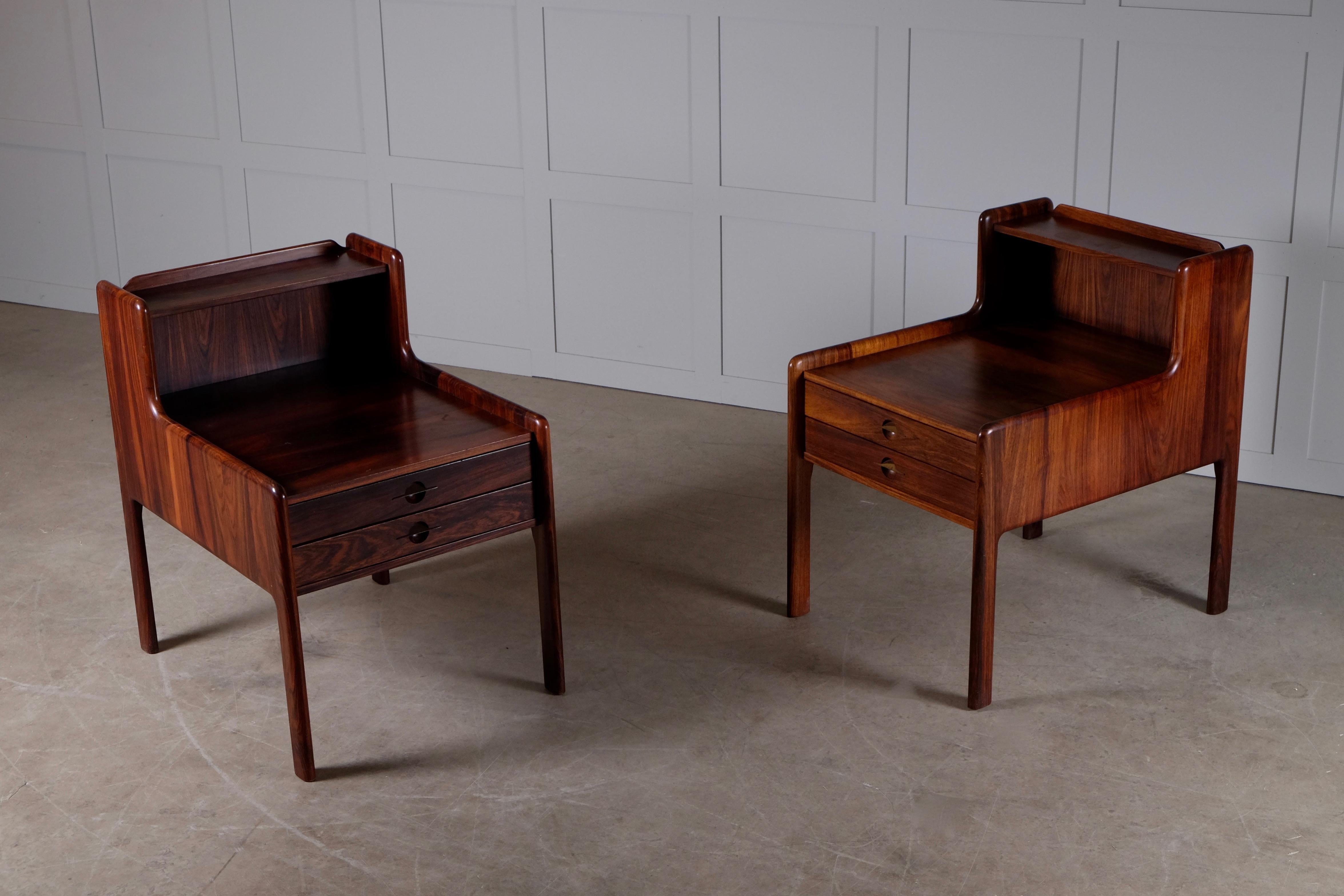 Mid-20th Century Pair of Danish Bedside Tables in Rosewood, 1960s