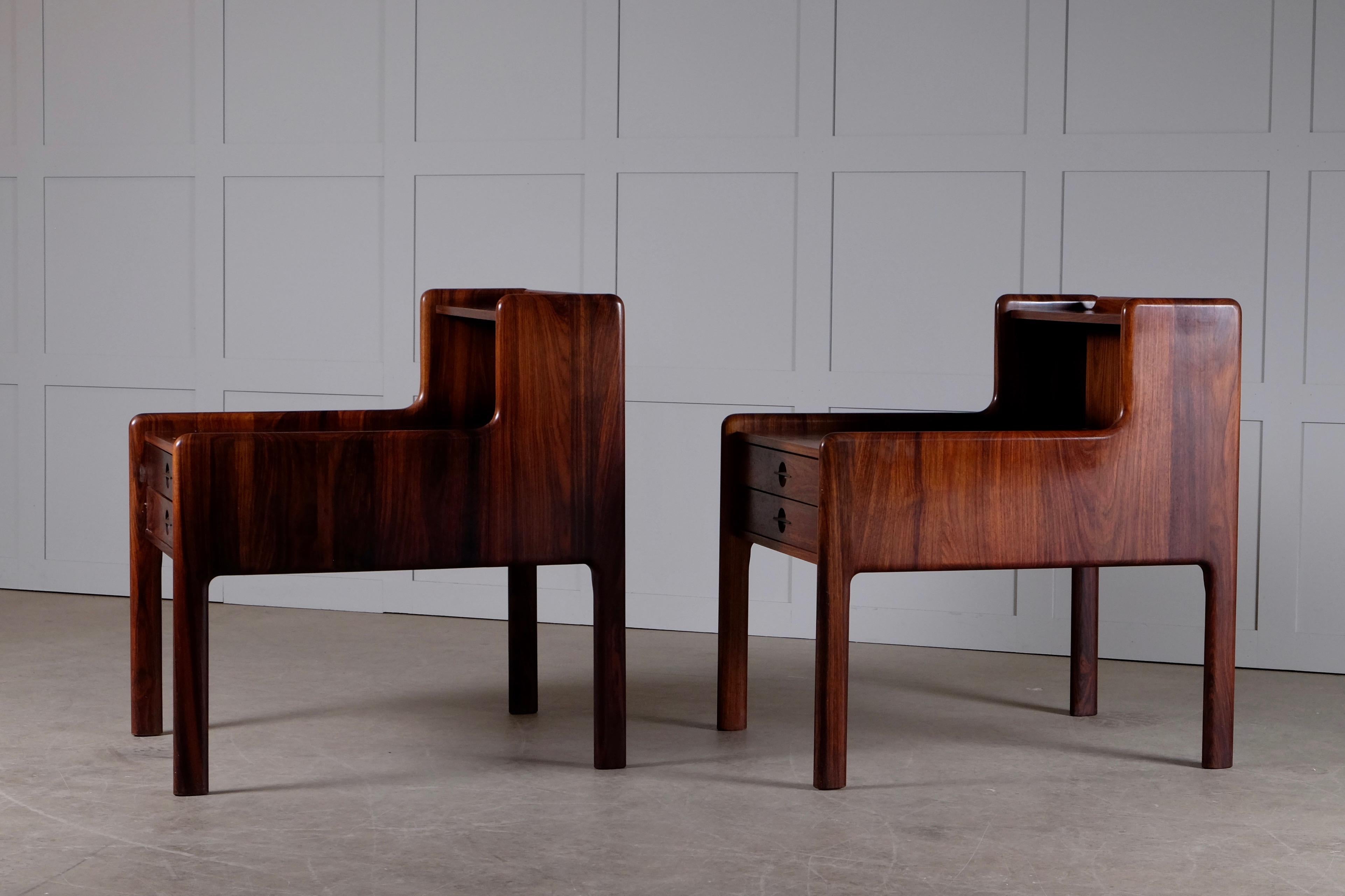 Pair of Danish Bedside Tables in Rosewood, 1960s 4
