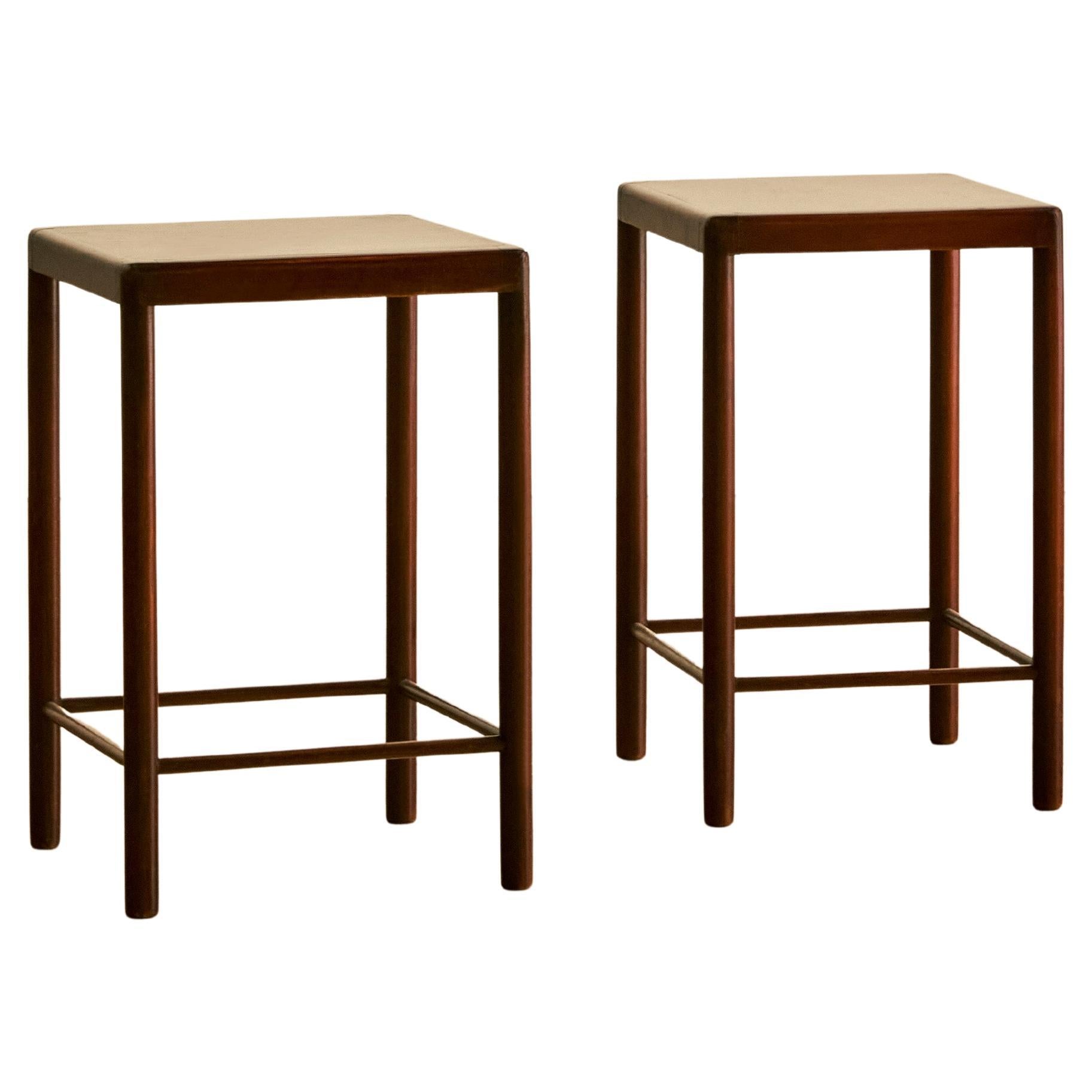 Pair of Danish Beech Wood Side Tables c. 1940's