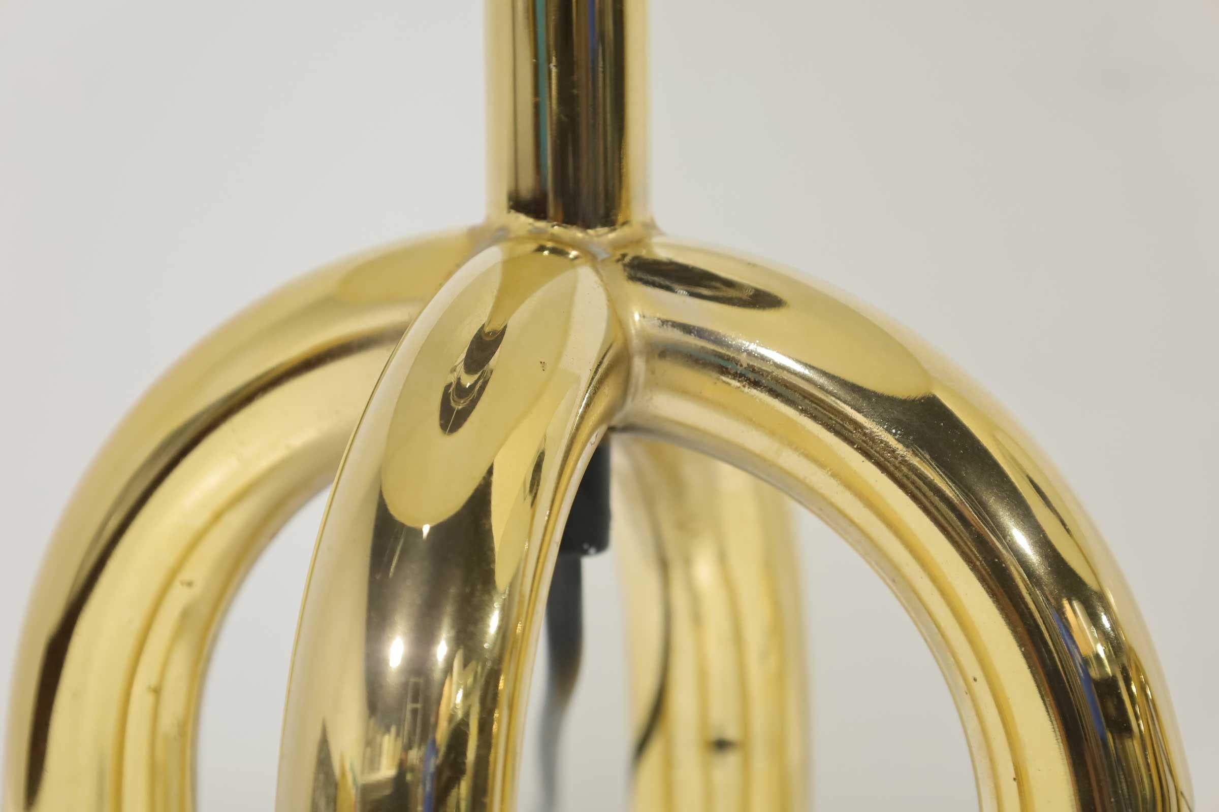 Metal Pair of Danish Brass Finish Lamps, 1980s For Sale