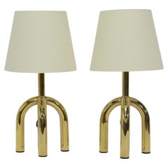 Pair of Danish Brass Finish Lamps, 1980s