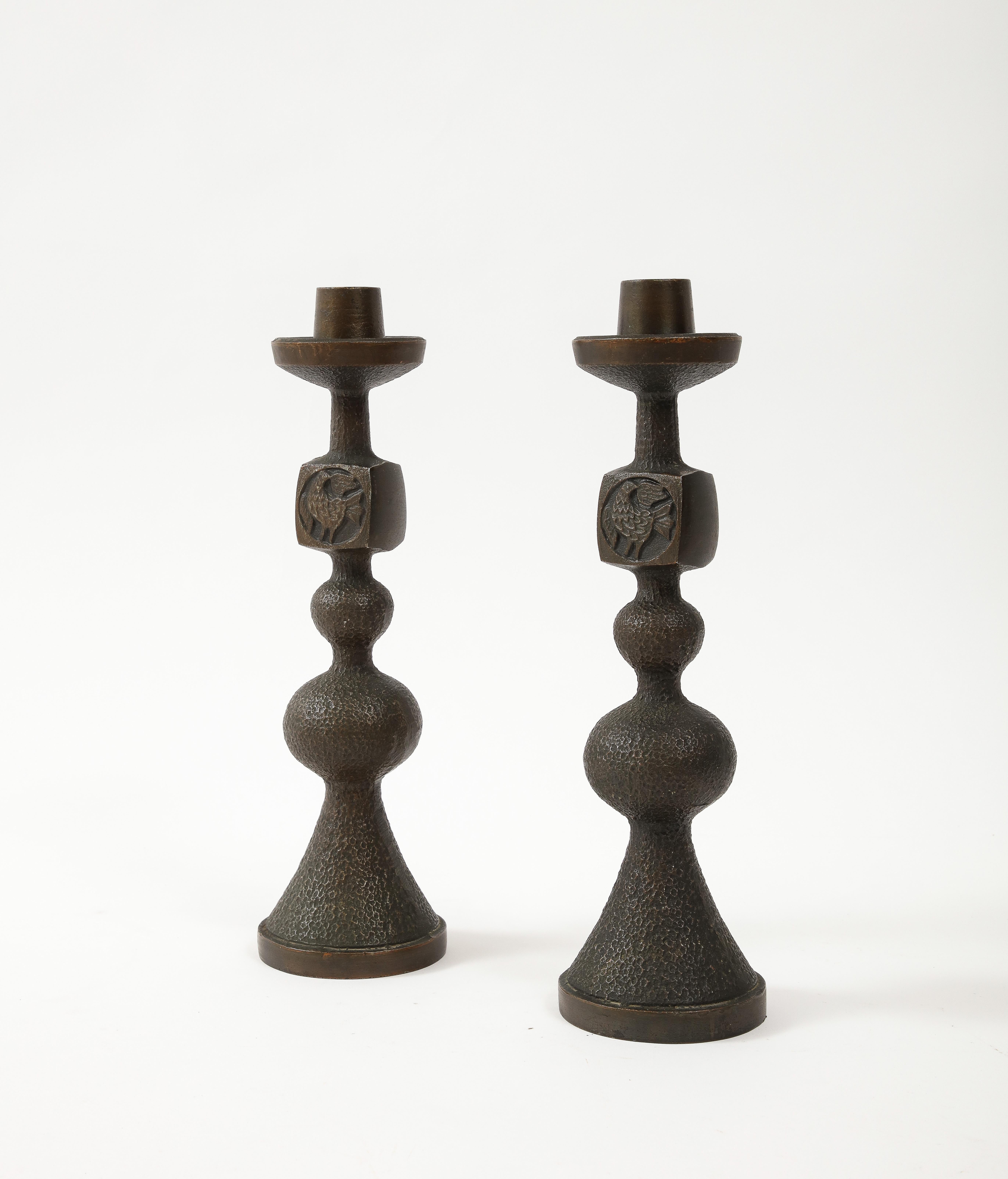 Pair of Danish Bronze Candlesticks, 1960 4