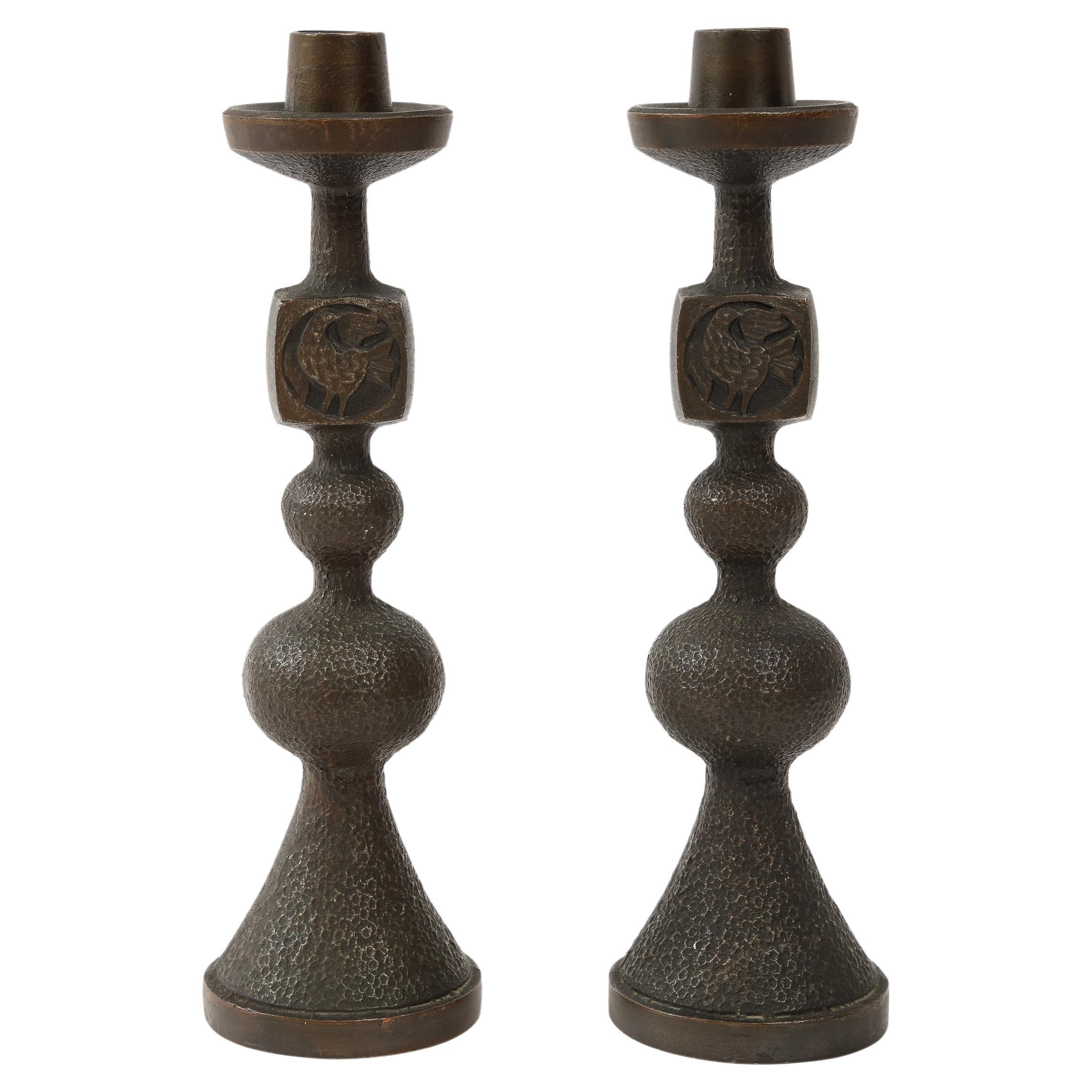 Pair of Danish Bronze Candlesticks, 1960