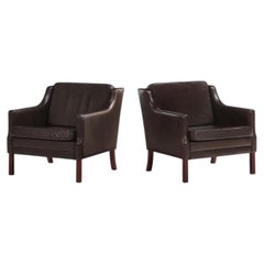 Pair of Danish Brown Leather Club Chairs