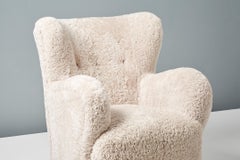 Pair of Danish Cabinetmaker 1940s Sheepskin Armchairs