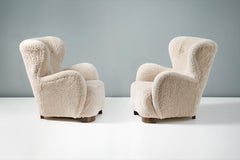 Pair of Danish Cabinetmaker 1950s Sheepskin Armchairs