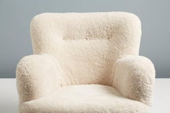 Pair of Danish Cabinetmaker 1950s Sheepskin Armchairs
