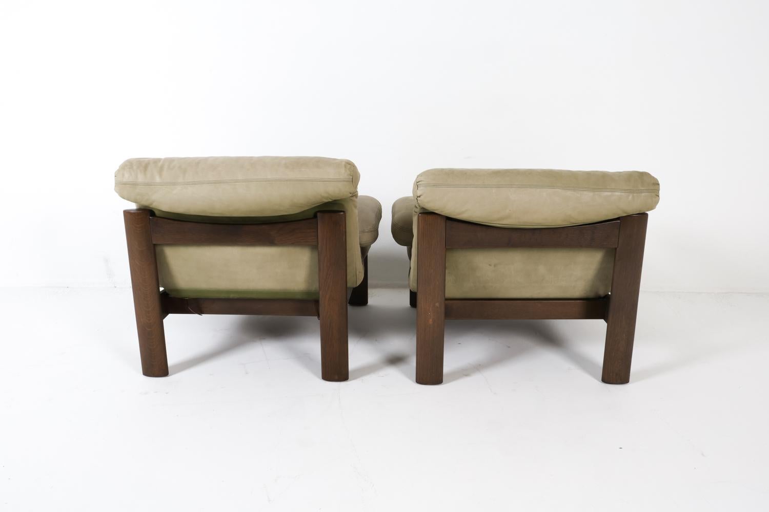 Paire de chaises longues danoises de style Carl Straub en cuir vert, vers 1970 Bon état - En vente à Norwalk, CT