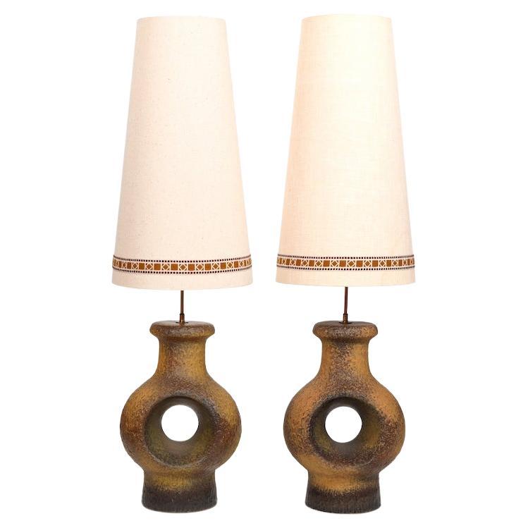 Pair of Danish Ceramic Floor Lamps / Table lamps 1960s For Sale