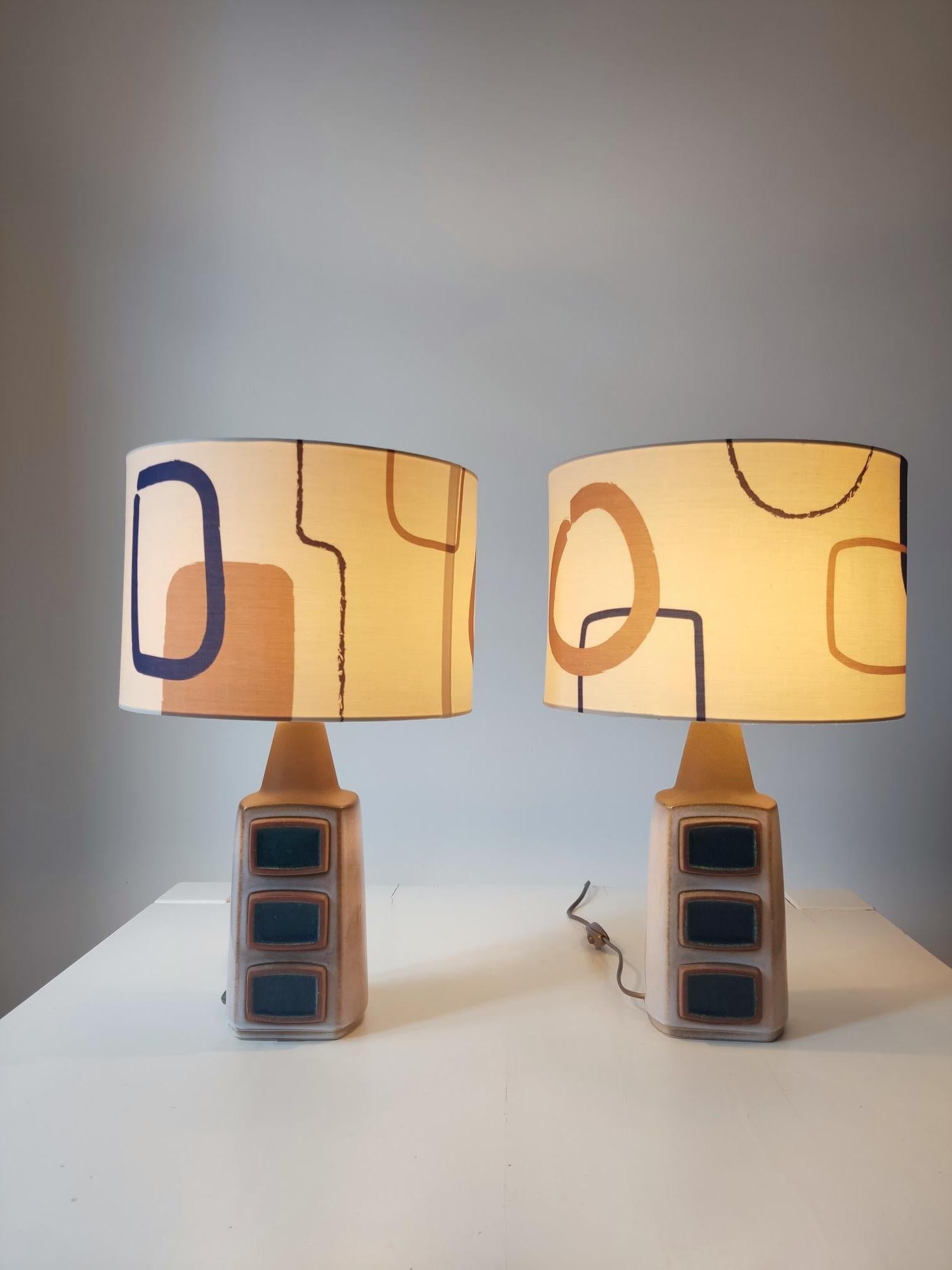 Pair of danish ceramics lamps by Soholm  For Sale 3