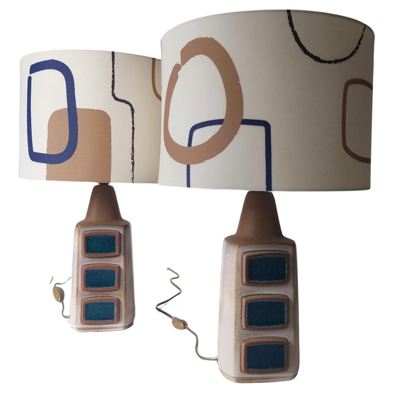 Paire de lampes danoises en céramique par Soholm  en vente