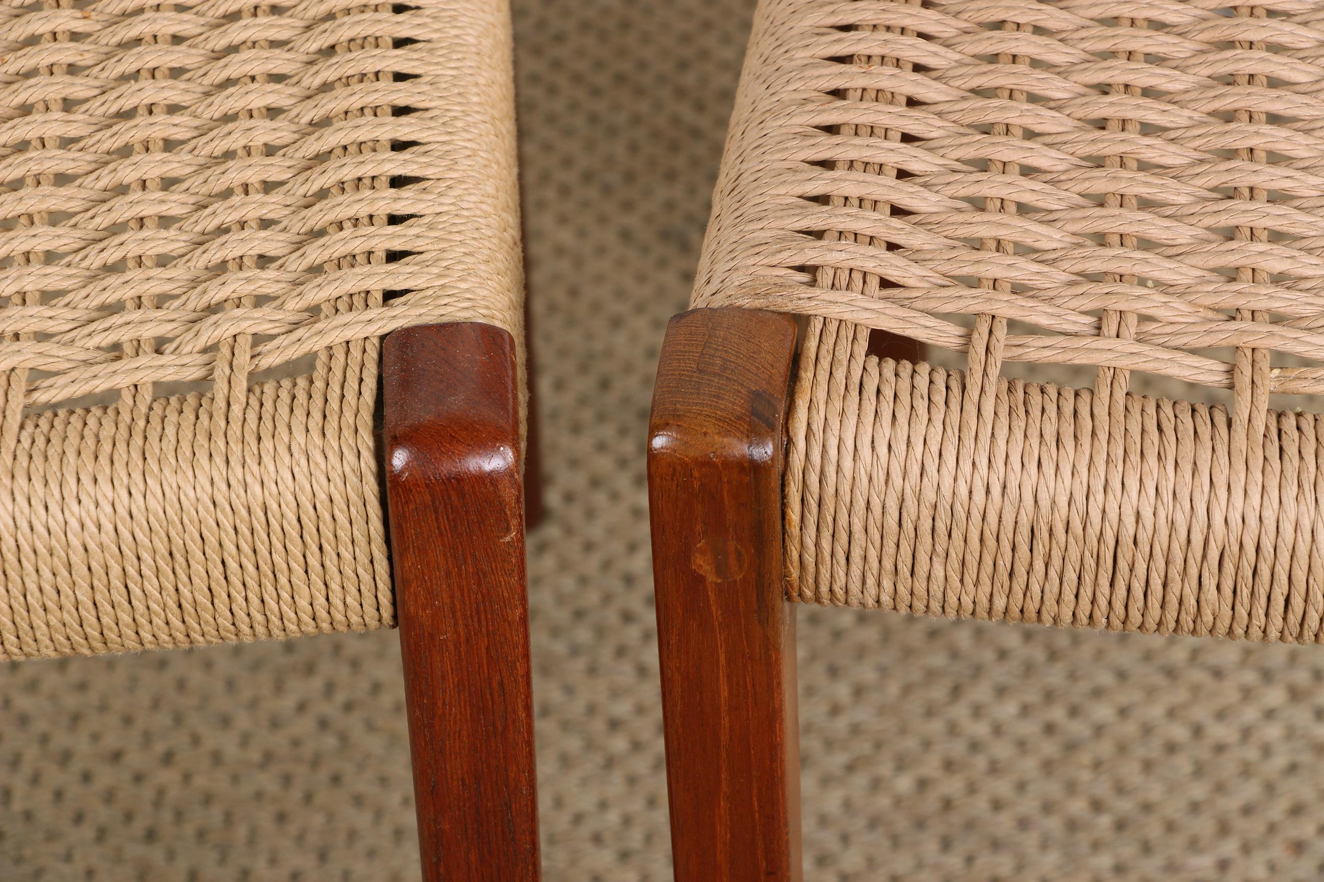 Pair of Danish chairs in Teak and new rope, model 71 by Niels Otto Moller 1960. 4