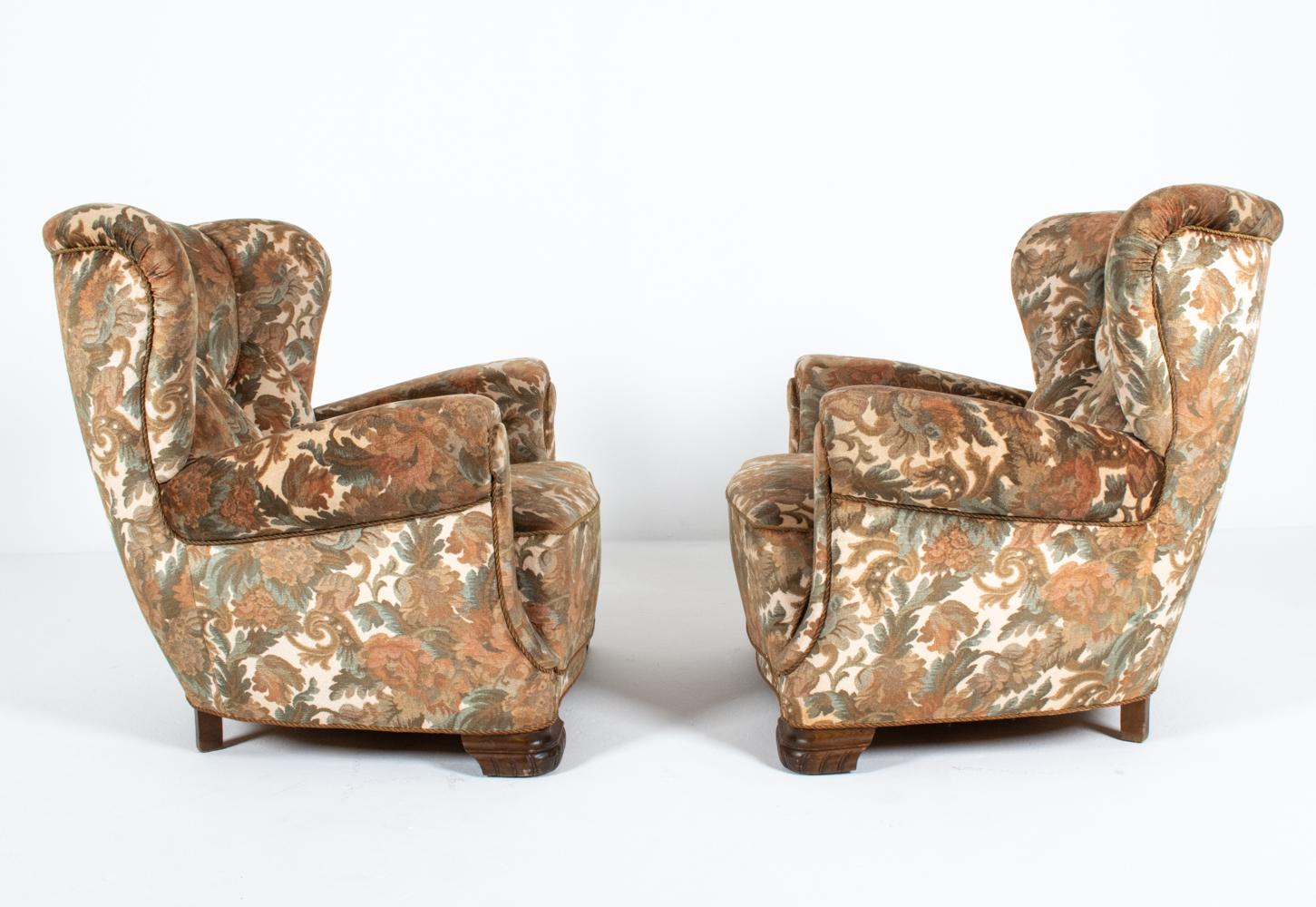 Pair of Danish Channel-Back Club Chairs, c. 1940's For Sale 9