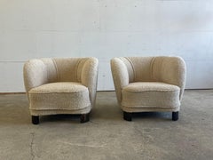 Pair of Danish Club Chairs, Beechwood Frame, 1940s