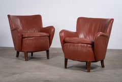 Pair of Danish Club Chairs in Leather, 1930s