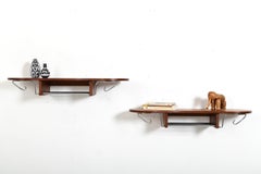 Pair of Danish Coat Racks / Shelfes in Teak & Chrome