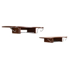 Pair of Danish Coat Racks / Shelfes in Teak & Chrome
