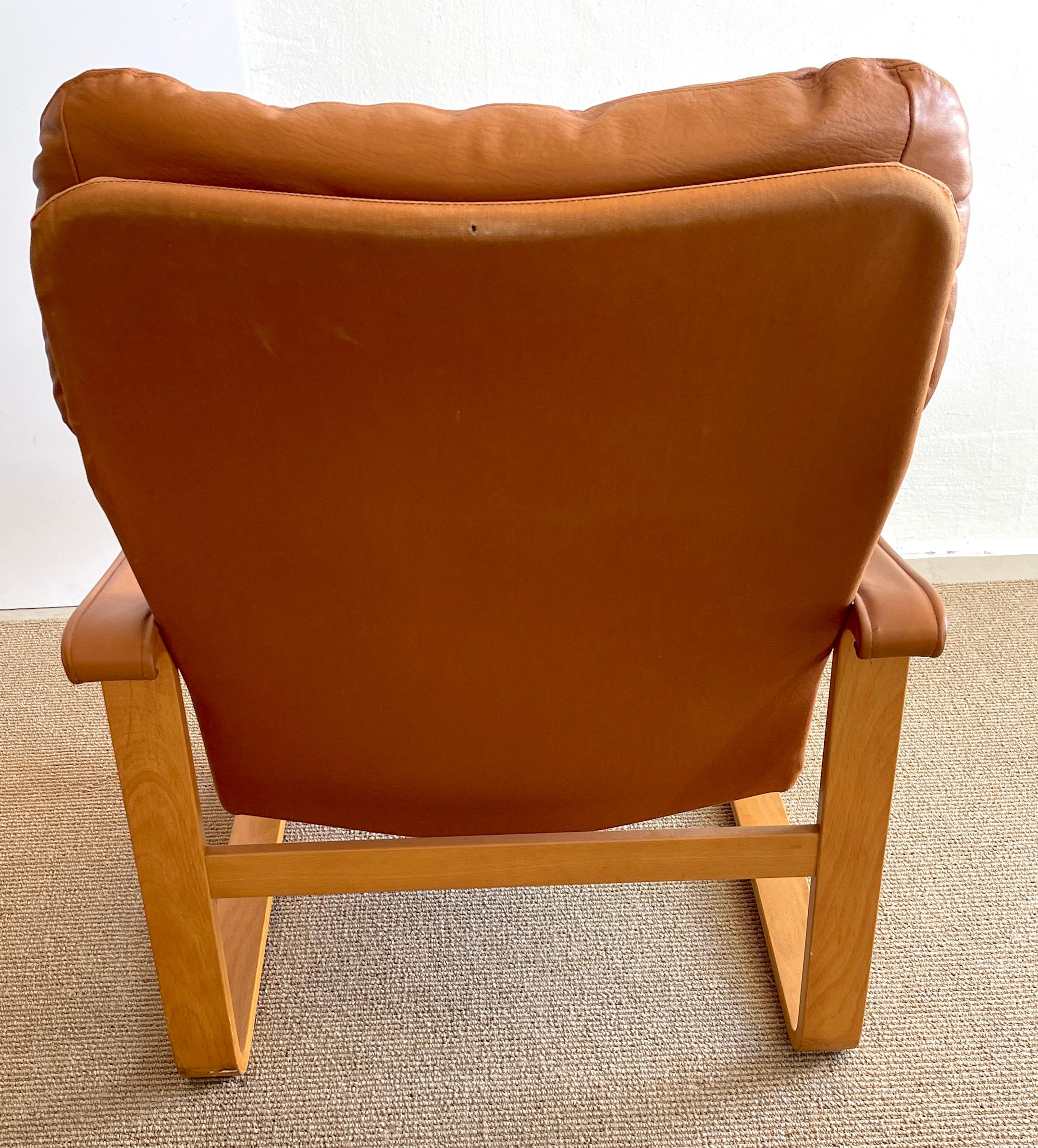 Pair of Danish Cognac Leather Club Chairs, circa 1960s 4