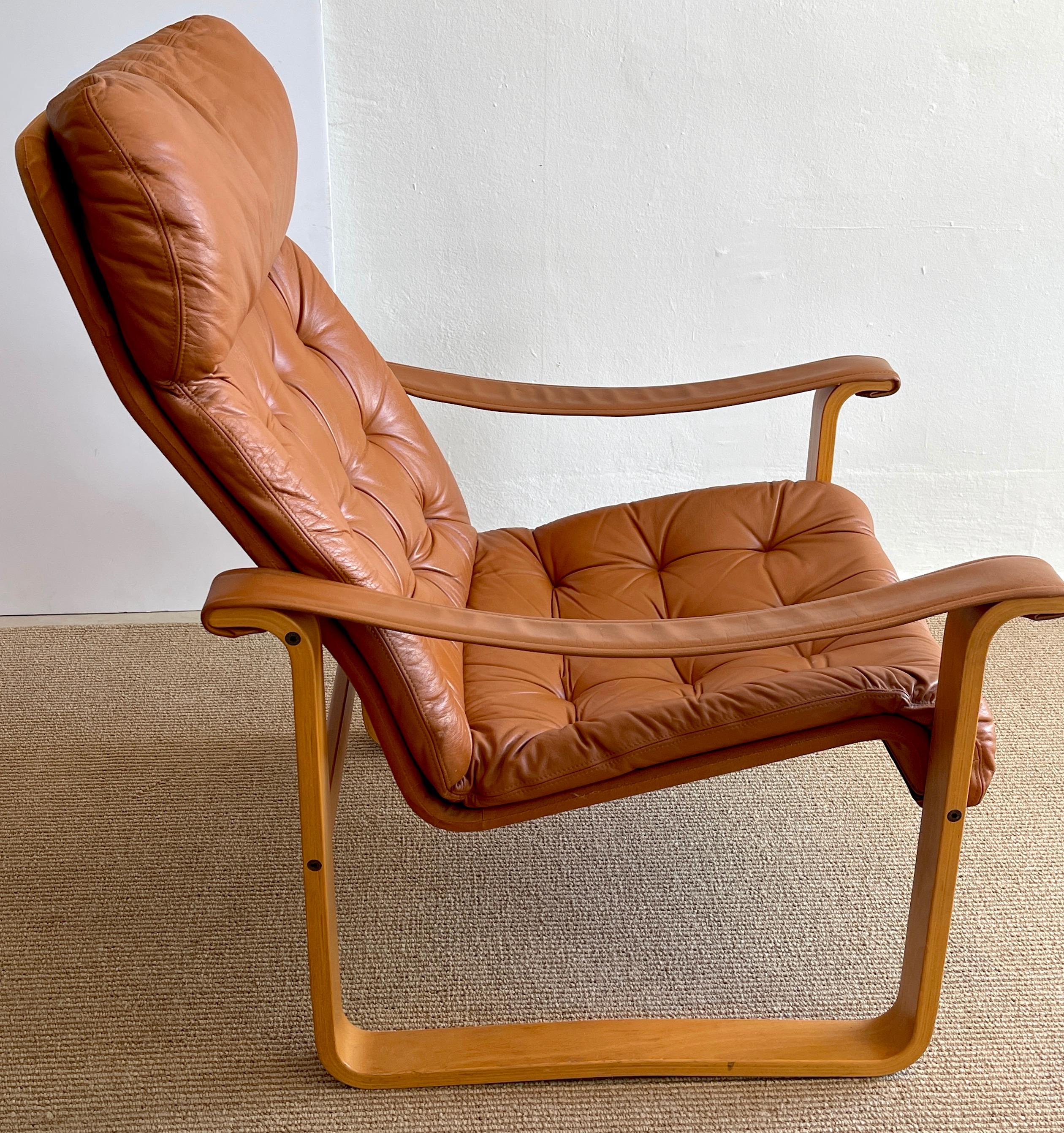 Pair of Danish Cognac Leather Club Chairs, circa 1960s 2