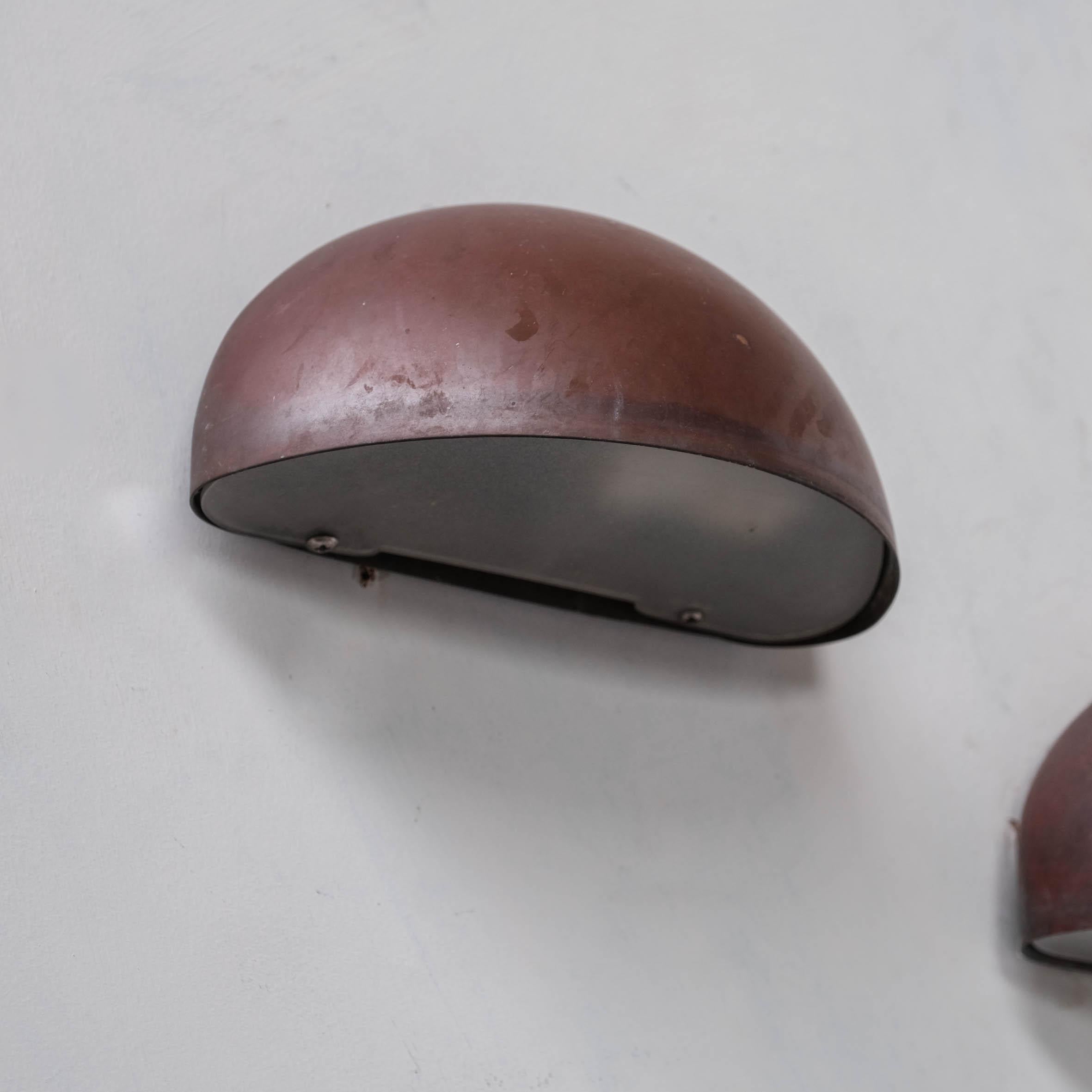 20th Century Pair of Danish Copper Patinated Wall Lights, 'Small'