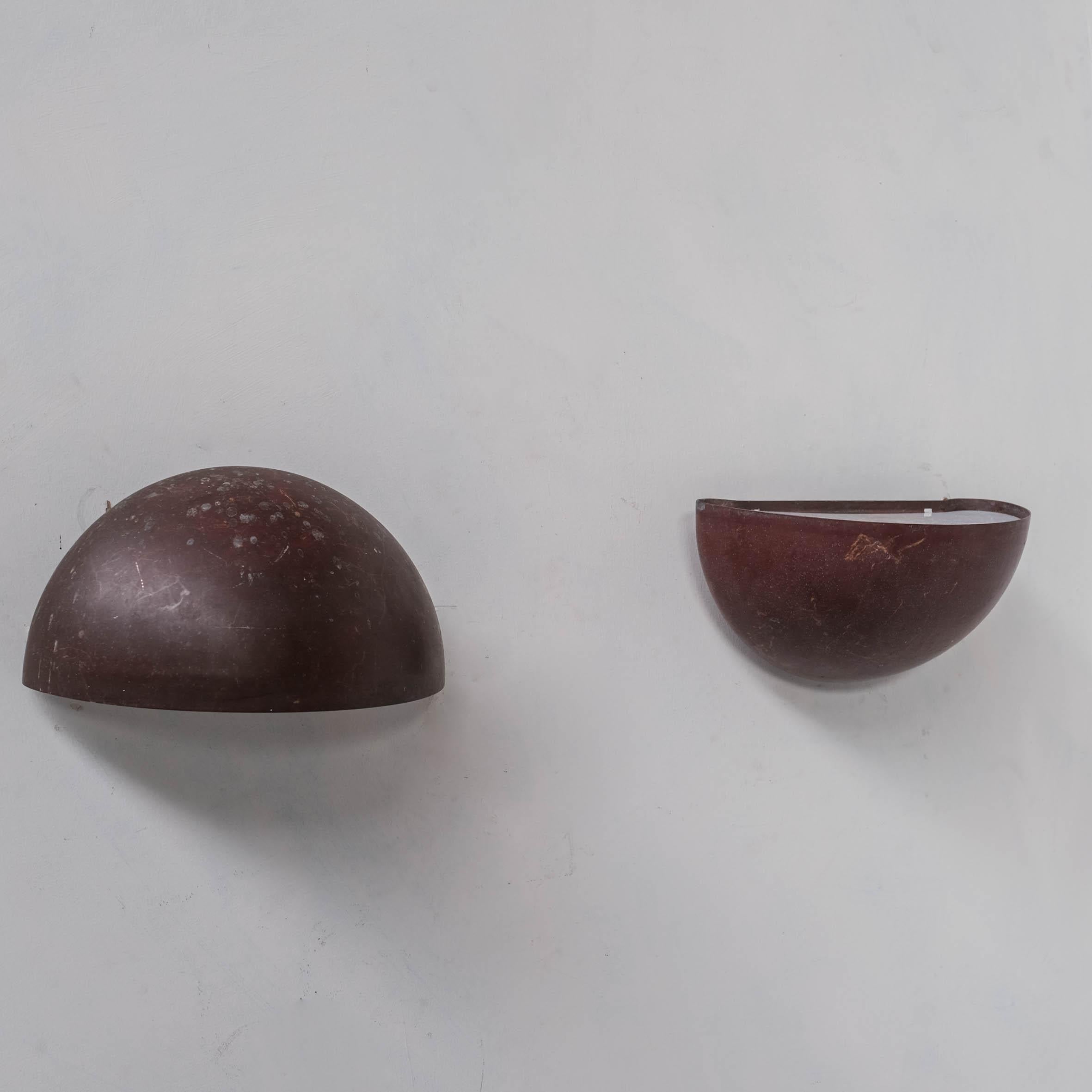Pareja de apliques daneses de cobre patinado XL Cobre en venta