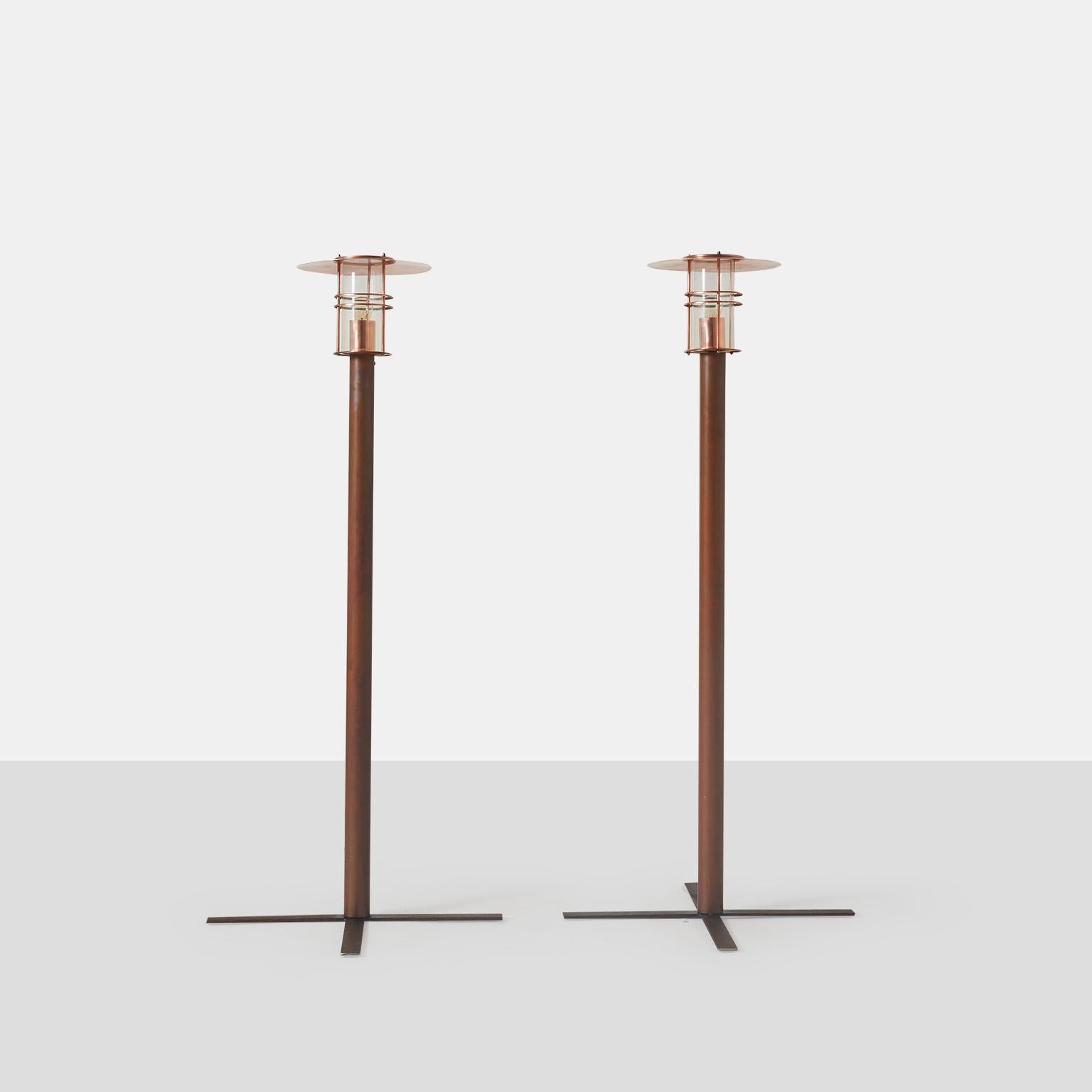 Modern Pair of Danish Copper Sidewalk or Lamps For Sale
