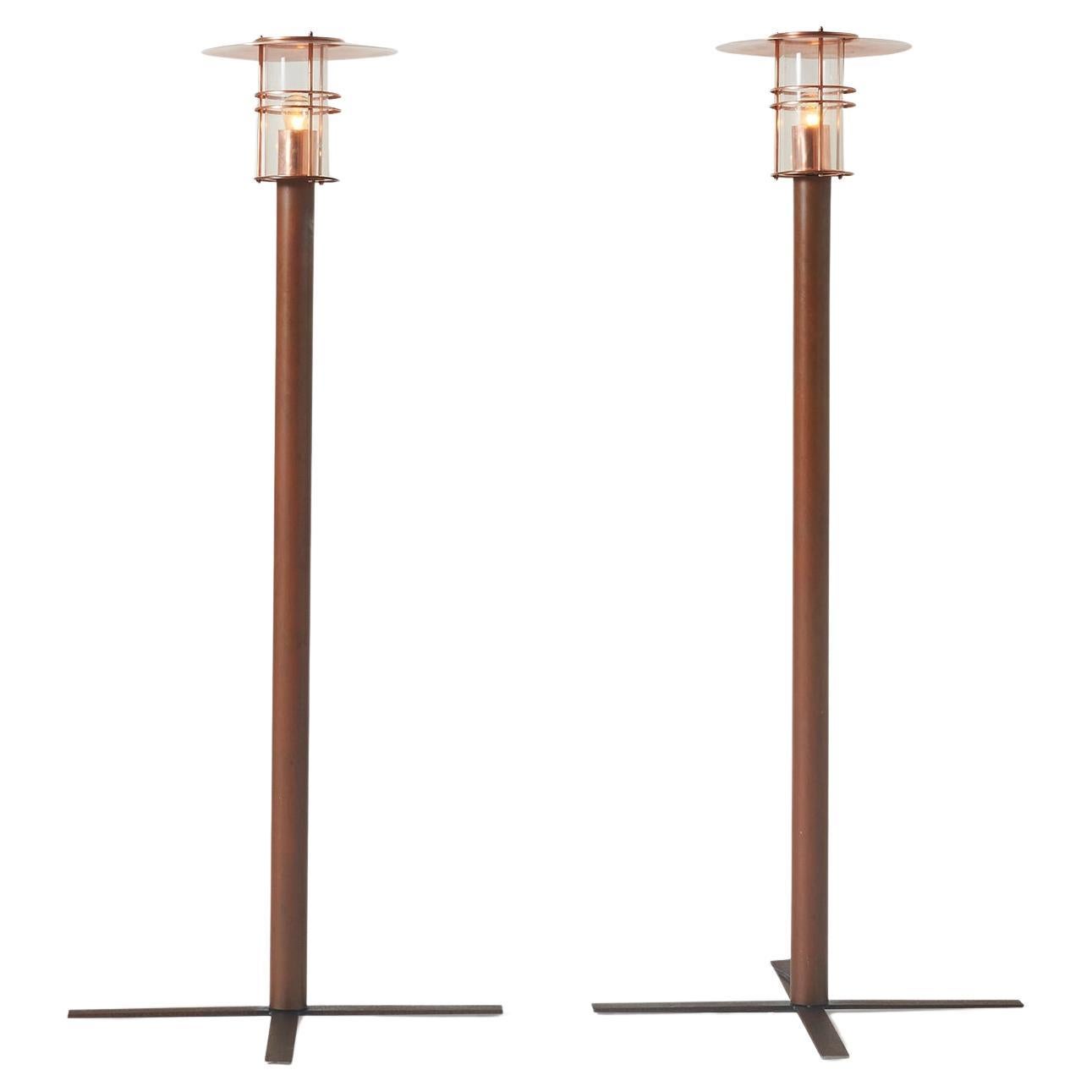 Pair of Danish Copper Sidewalk or Lamps