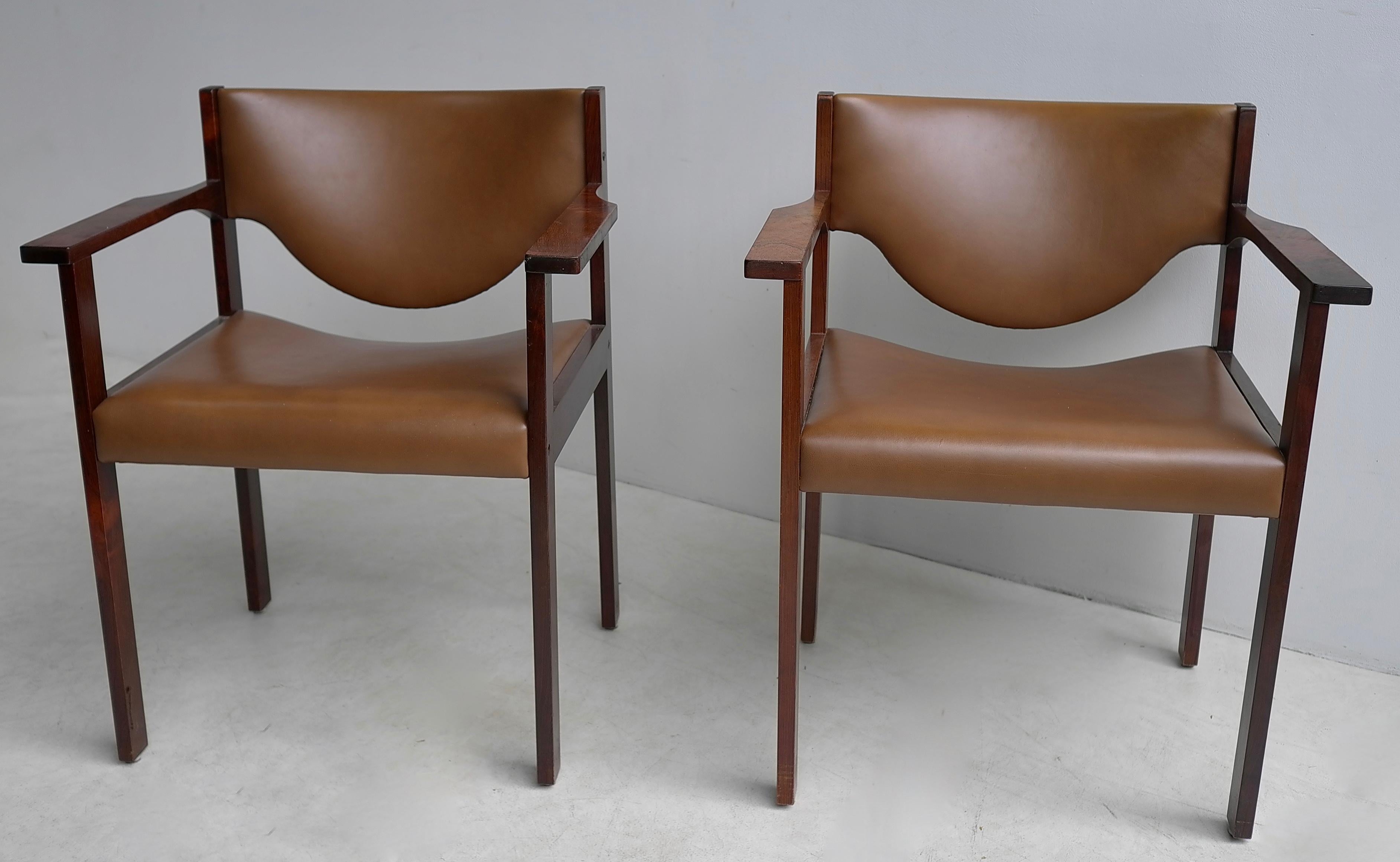 Pair of Danish Desk Chairs in Rosewood and Cognac Leather 1