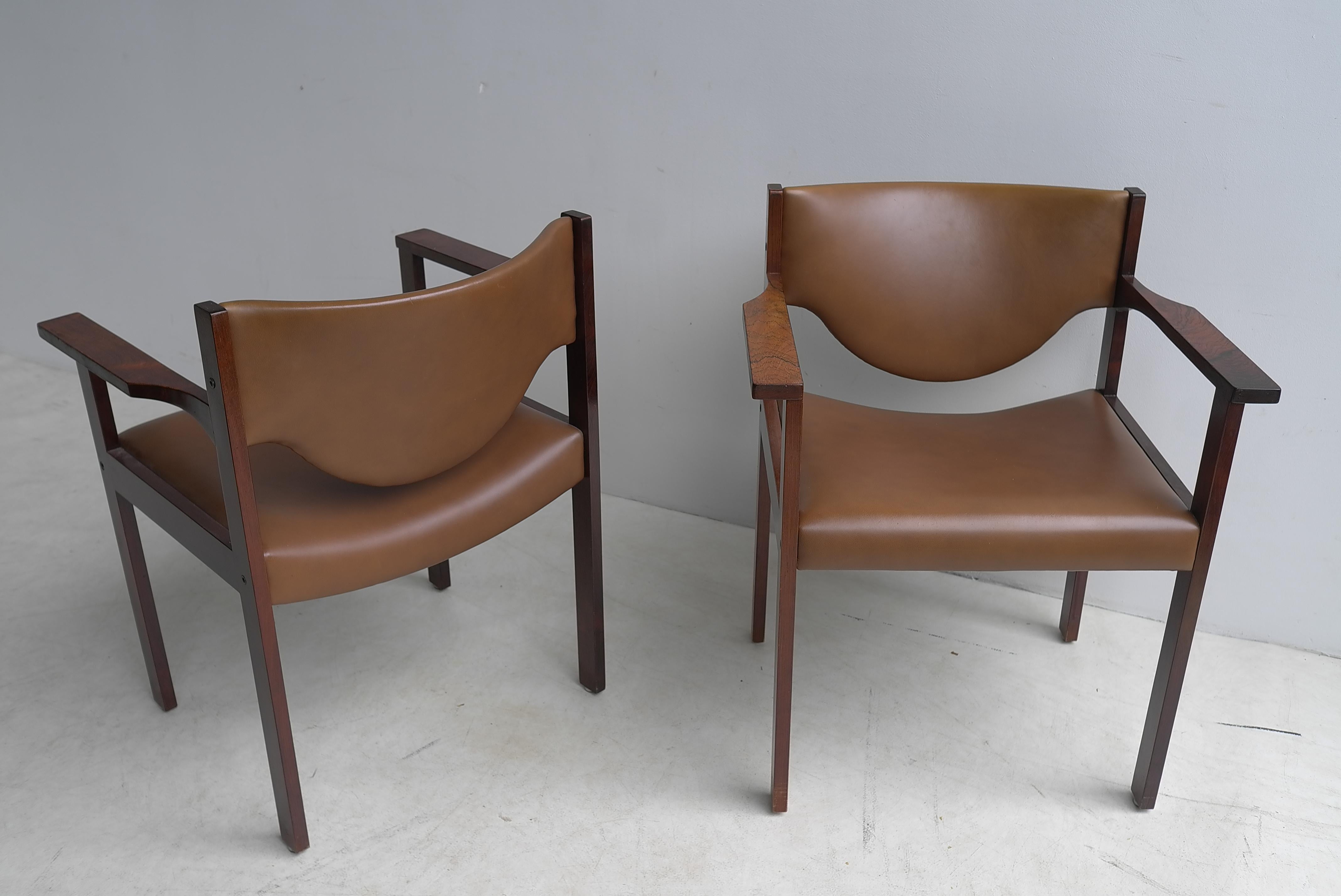 Pair of Danish Desk Chairs in Rosewood and Cognac Leather 4