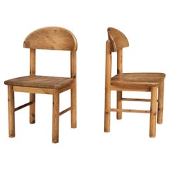 Pair of Danish Dining Chairs in Solid Pine 