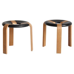 Pair of Danish "Donut" Stools in Oak by Rud & Thygesen for Magnus Olesen, 1971