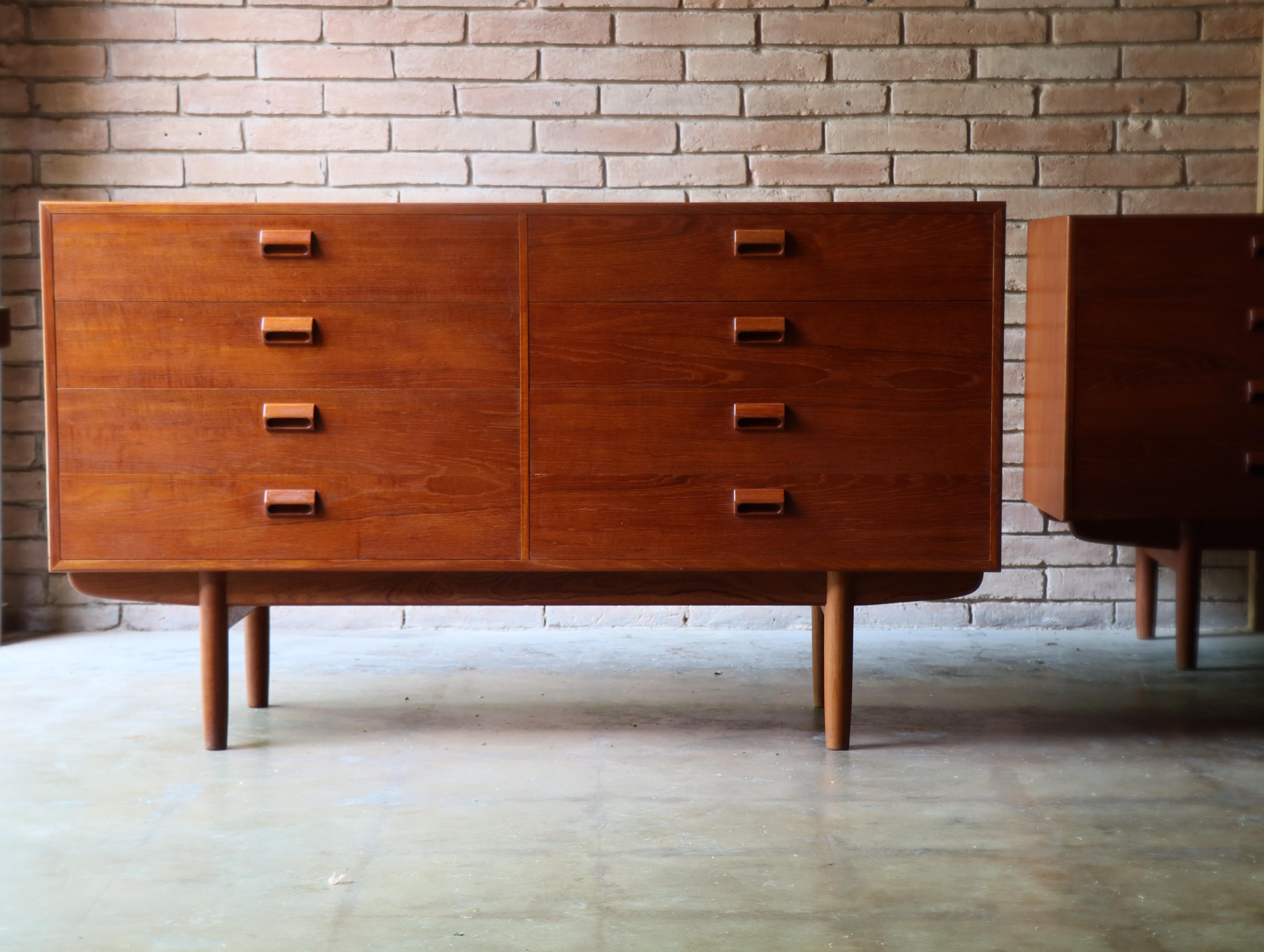 Hand-Crafted Pair of Danish Dressers by Borge Mogensen - Soborg Denmark, 1960s, Teak  For Sale