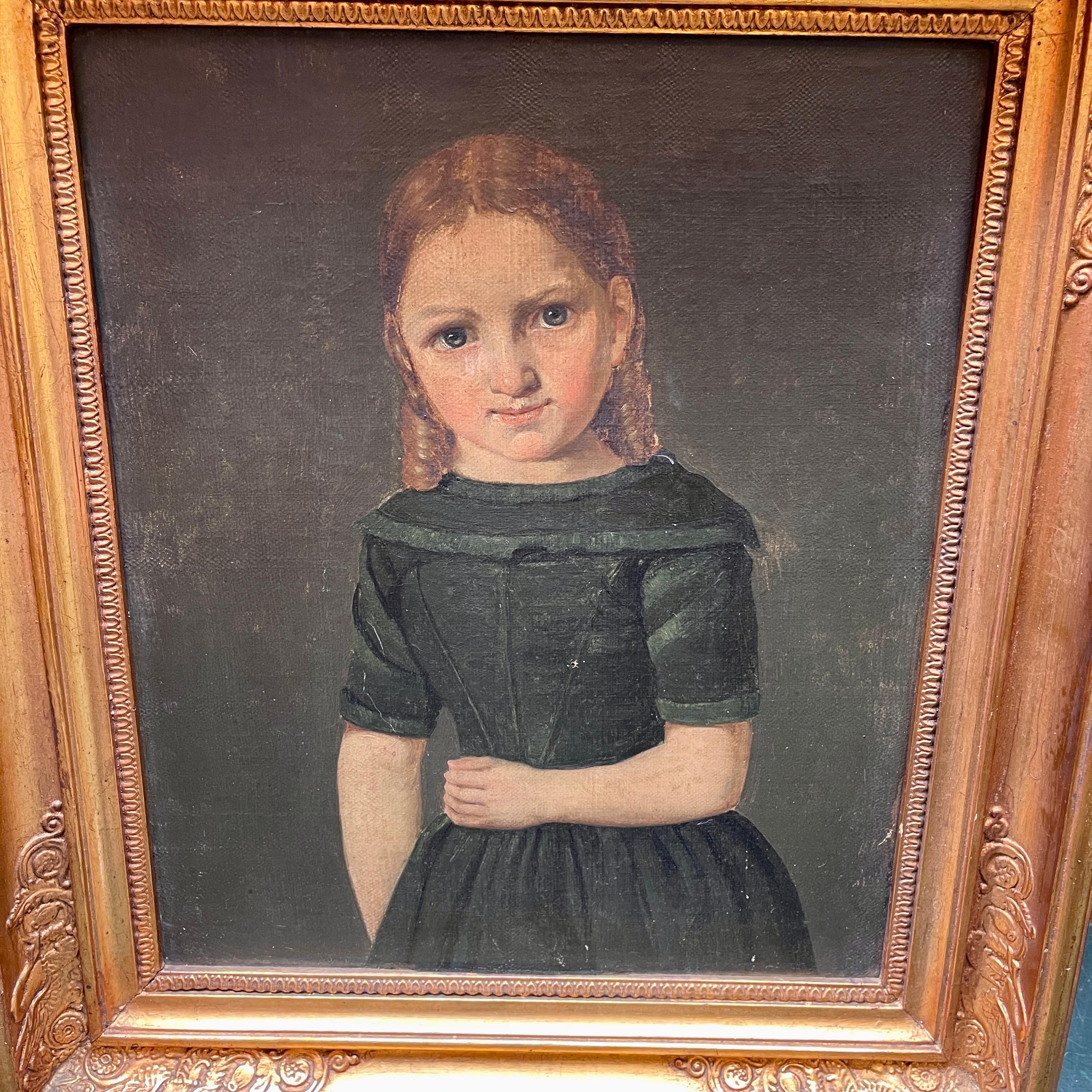 Paar dänische Kinderporträts des frühen 19. Jahrhunderts Öl auf Leinwand im Angebot 1