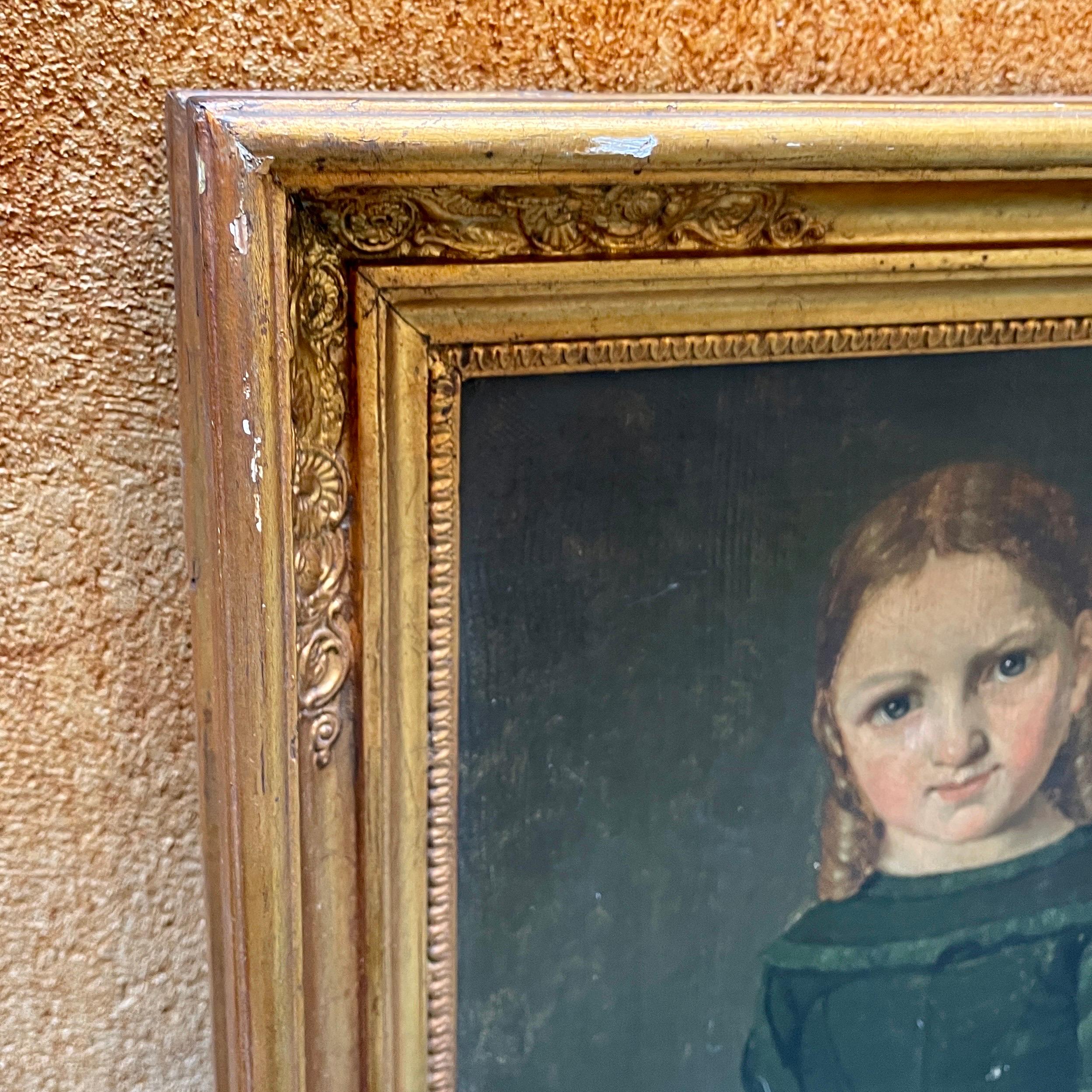 Pair of Danish Early 19th Century Children’s Portraits Oil on Canvas For Sale 3