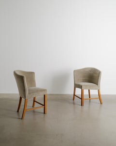 Pair of Danish Early Mid Century Sculptural Cabinetmaker Wooden Armchairs, 1940s