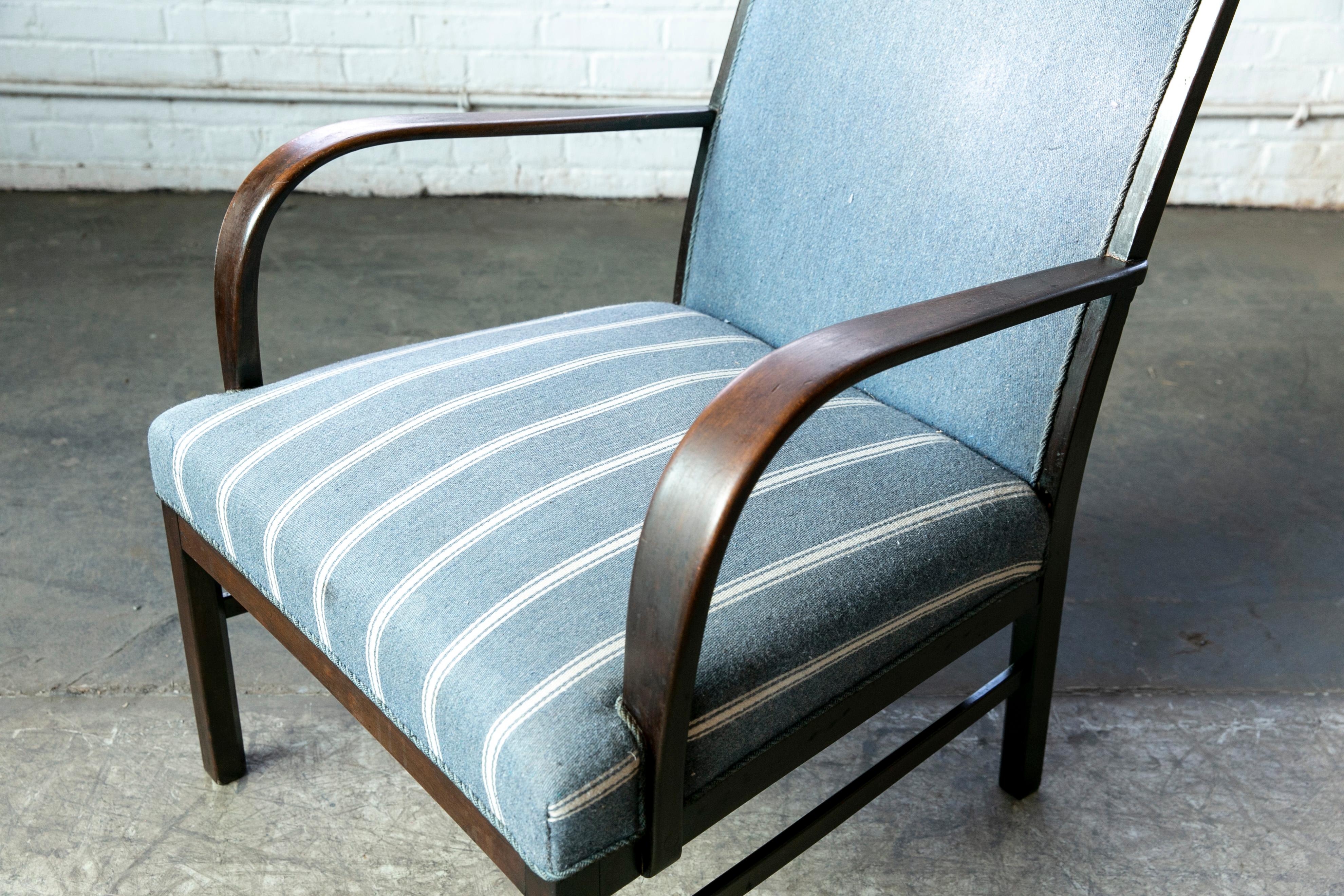 Pair of Danish Early Midcentury or Art Deco Low Lounge Chairs Mahagony, 1940's 3