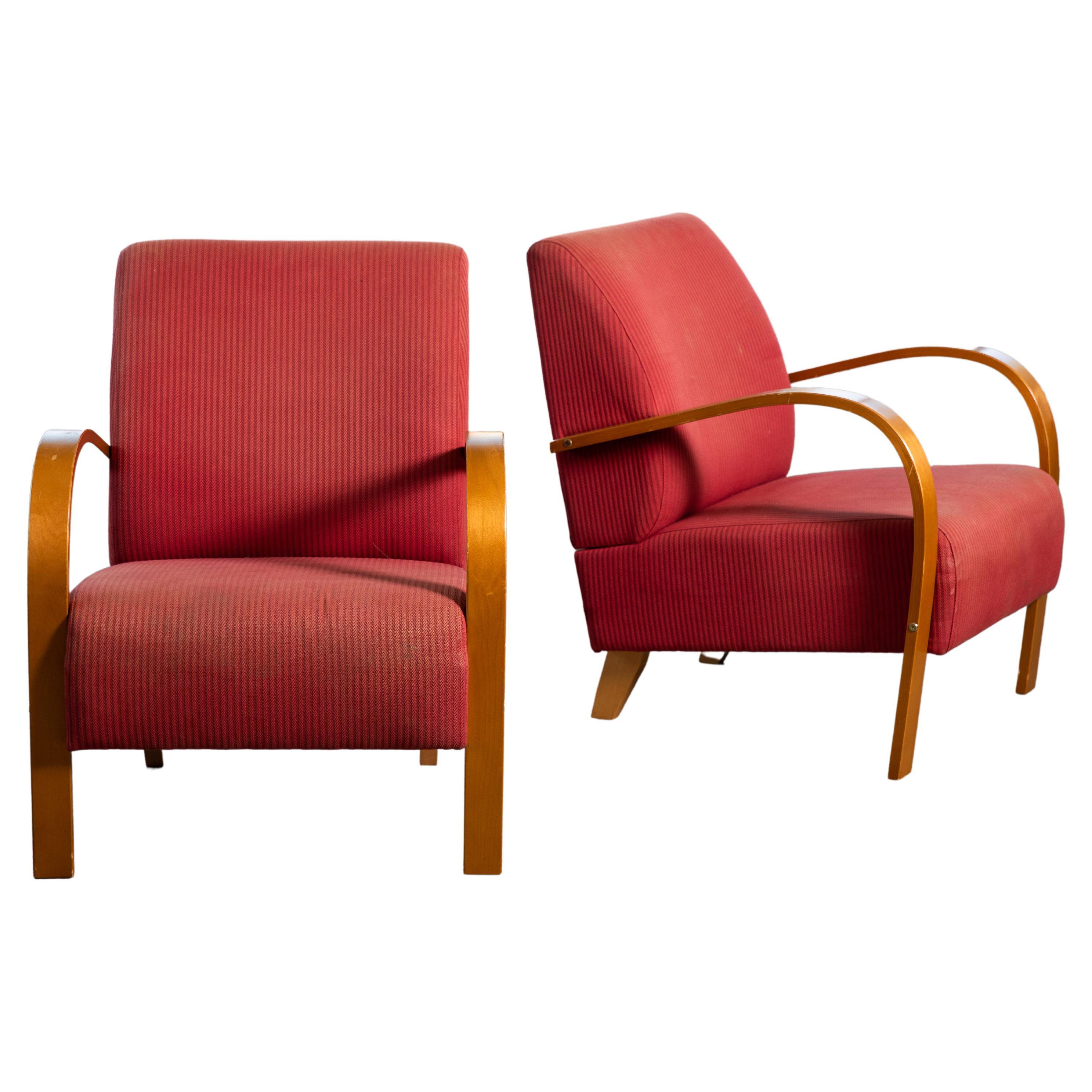 Pair of Danish Early Midcentury or Art Deco Style Low Lounge Chairs 