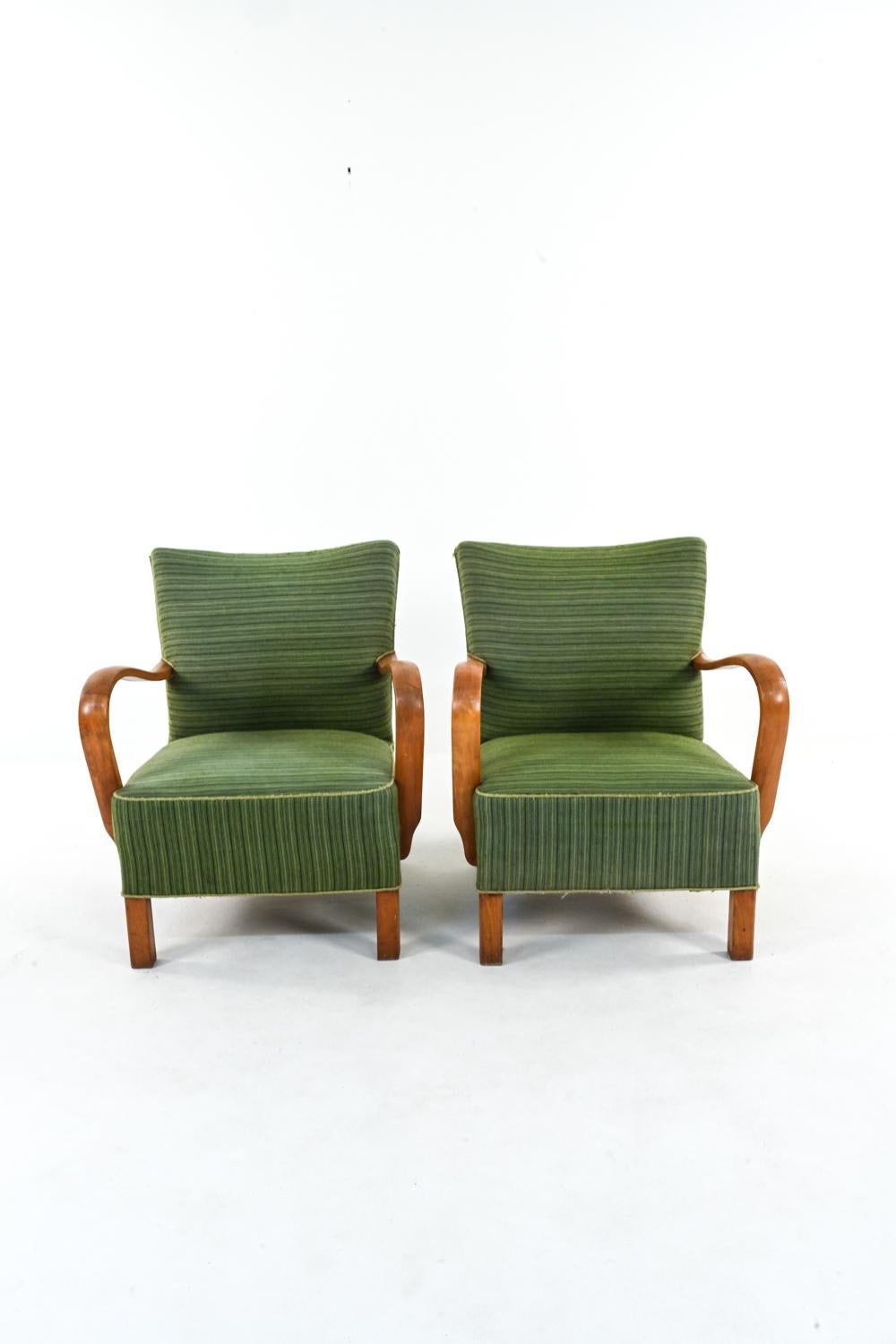 Mid-Century Modern Pair of Danish Easy Chairs, c. 1950's
