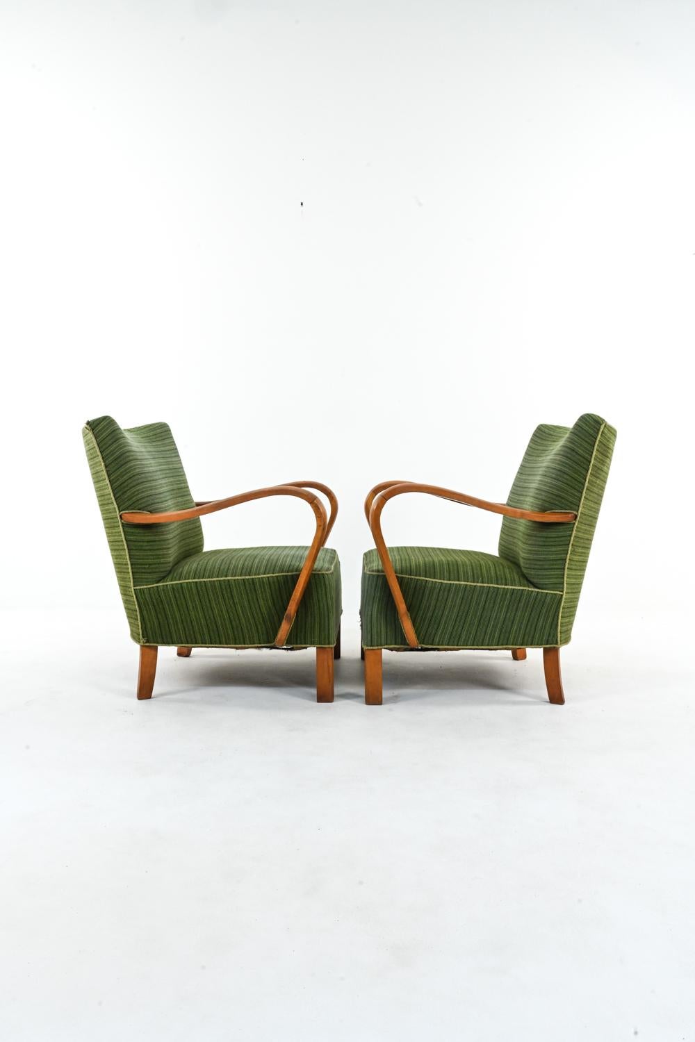 Pair of Danish Easy Chairs, c. 1950's In Good Condition In Norwalk, CT
