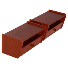 Pair of Danish Floating Night Stands in Teak 1960s MCM